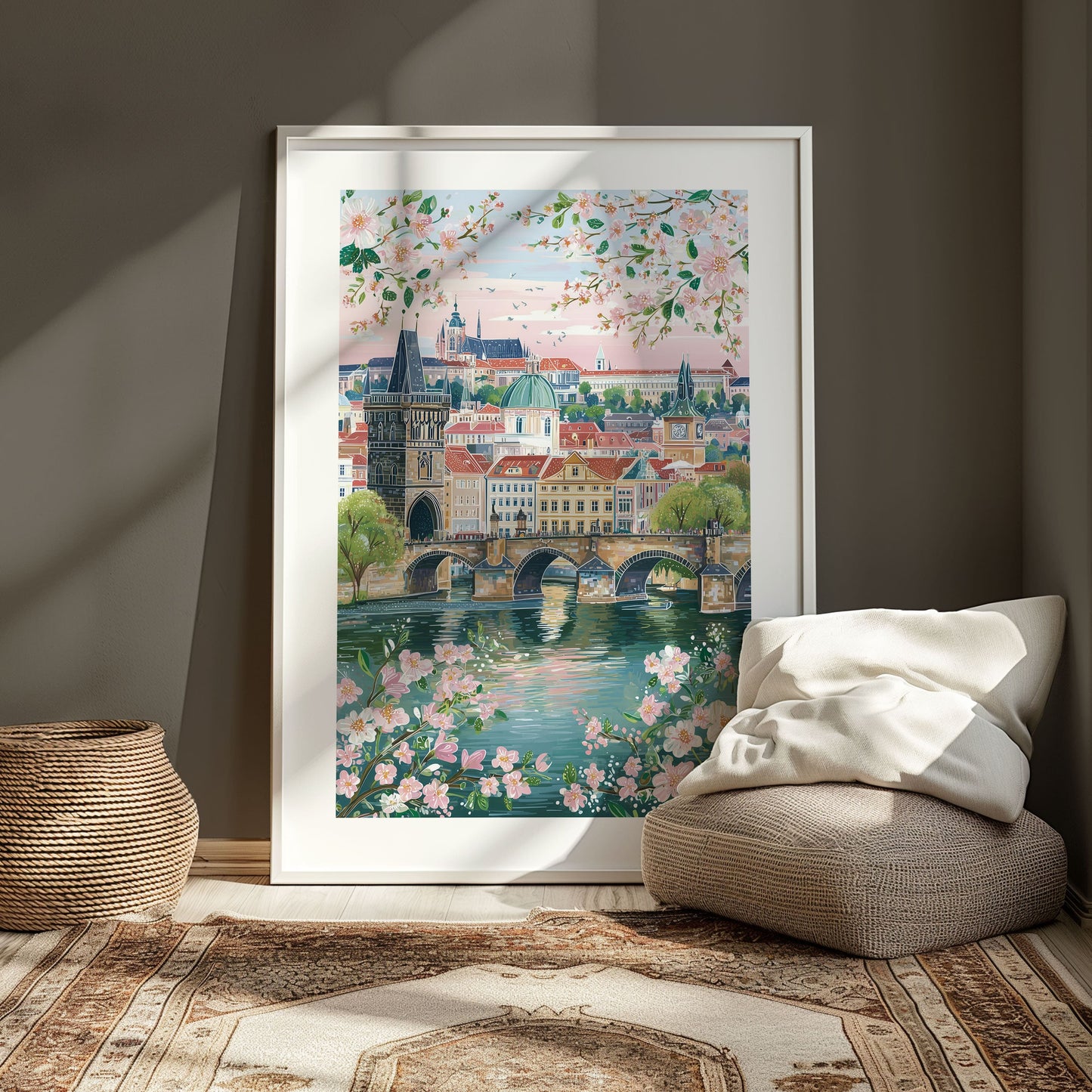 Prague Charles Bridge Poster — Romantic Czech Republic Cityscape Wall Art