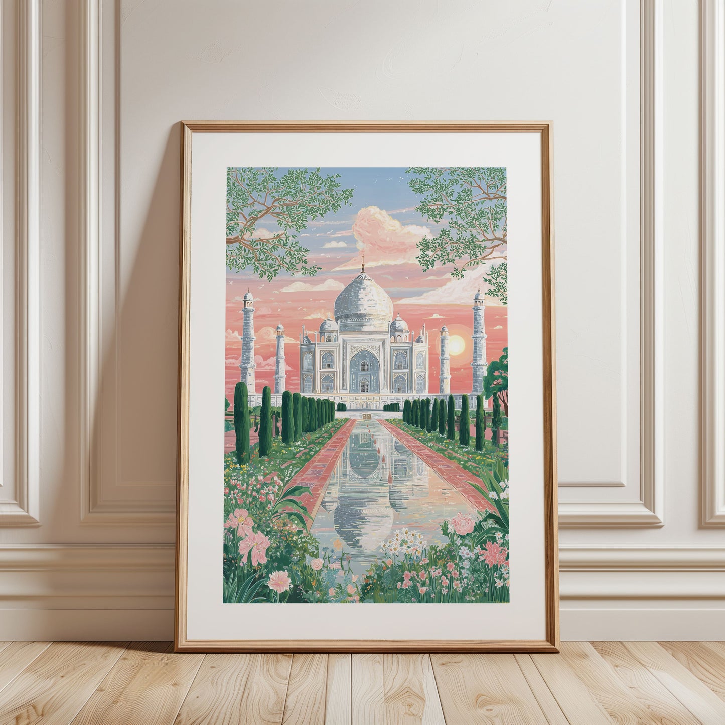 Taj Mahal Poster — Romantic Sunset India Travel Wall Art