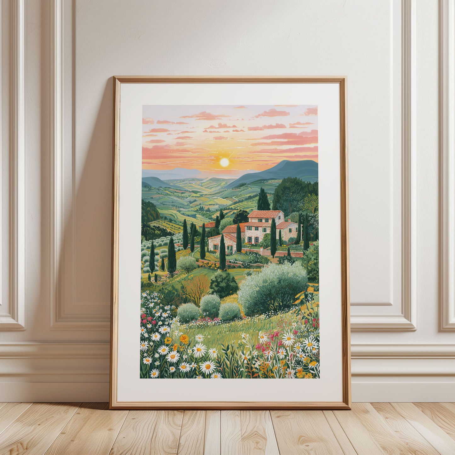 Tuscany Italy Poster — Tuscan Countryside Villa Wall Art (Italian Summer Landscape)