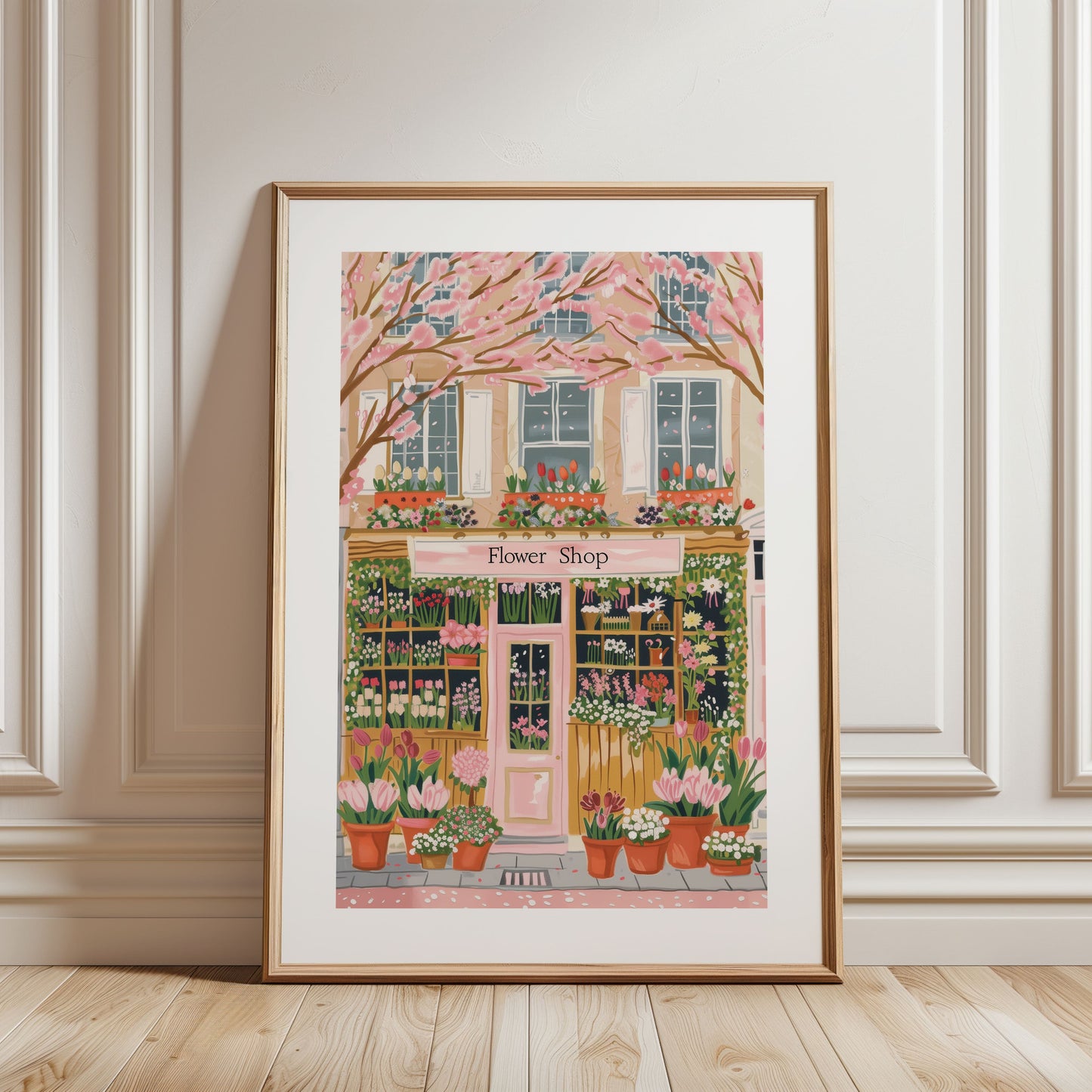 Flower Shop Poster — Spring Floral Storefront Wall Art (Romantic Cozy Home Decor)