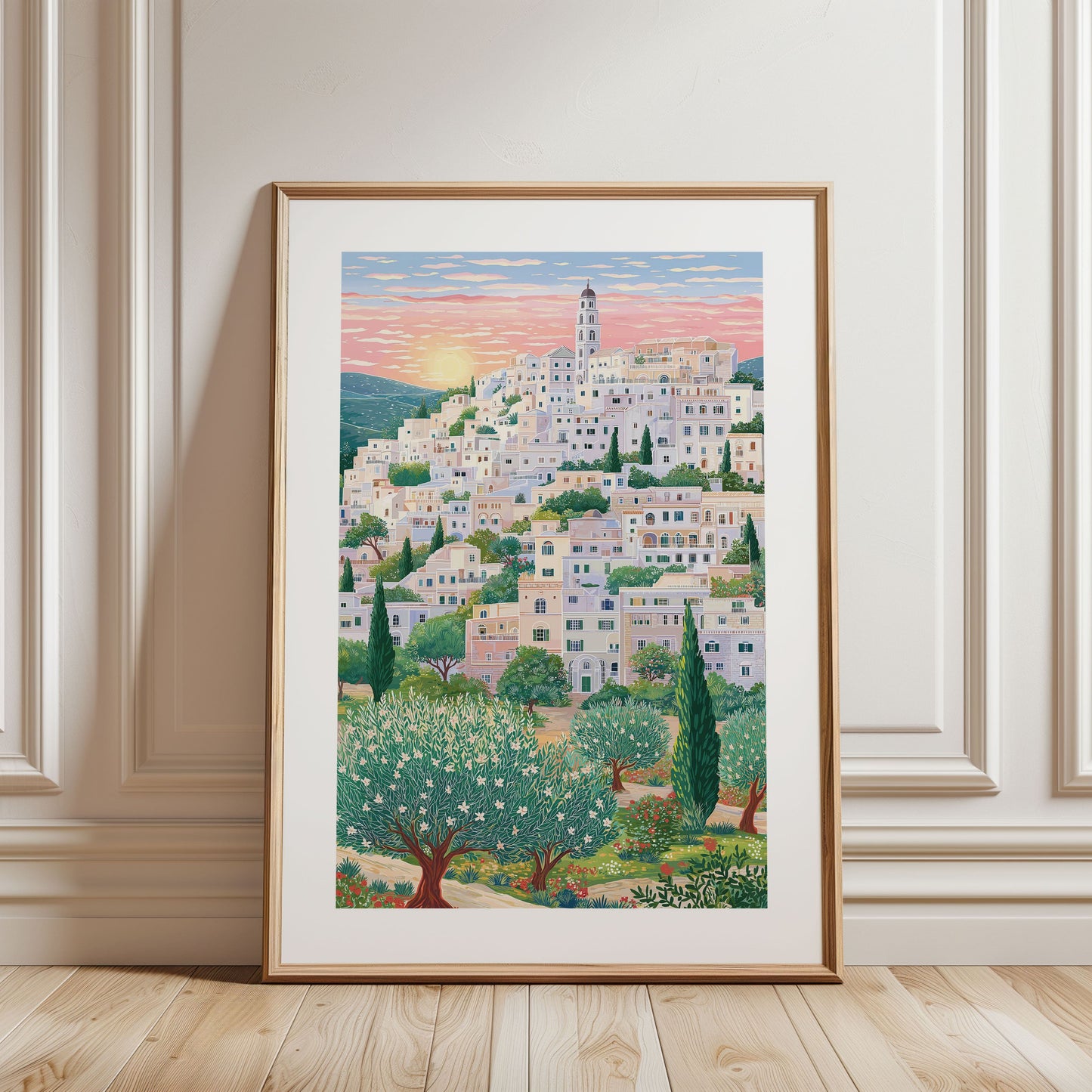 Ostuni Italy Travel Poster — White City of Puglia Wall Art