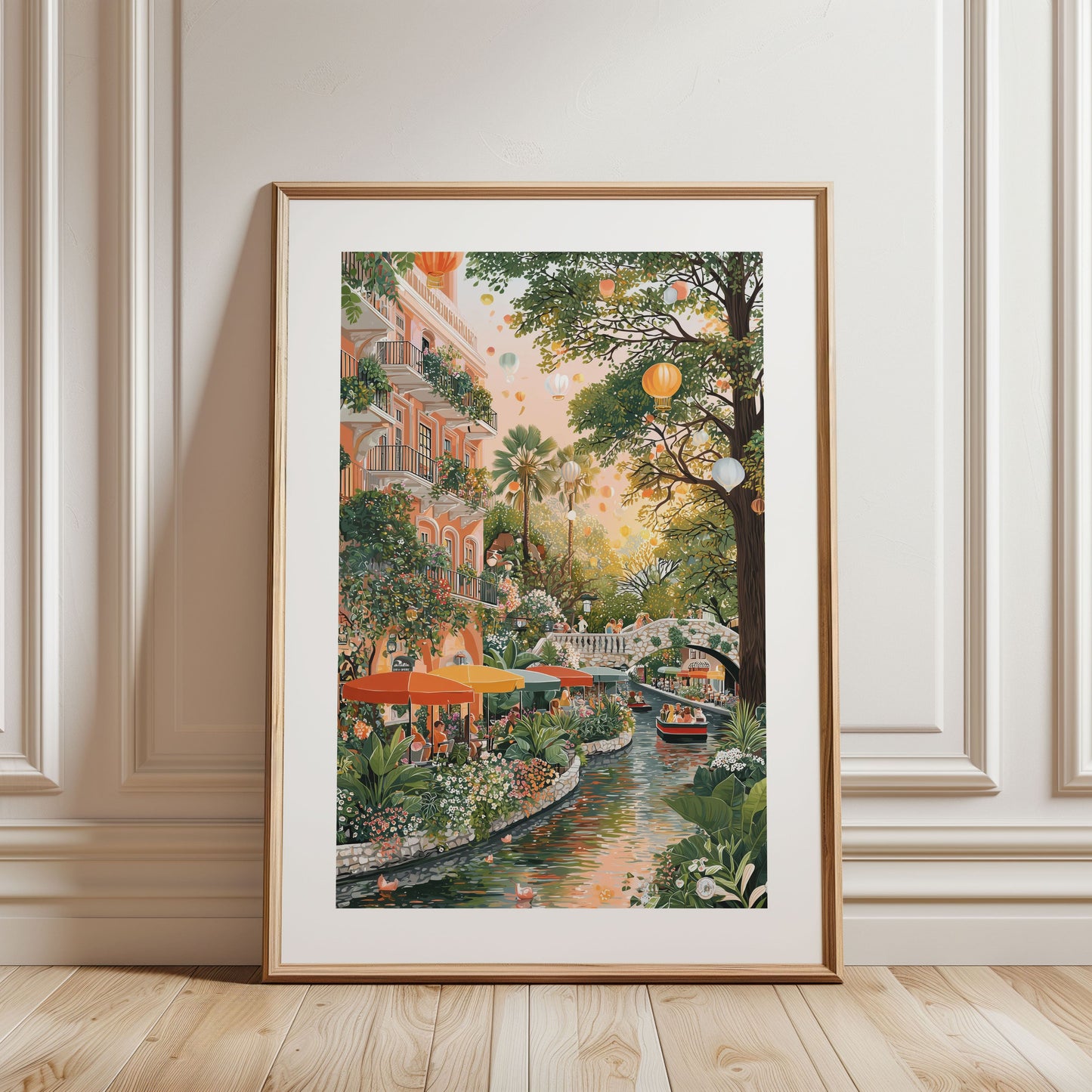 San Antonio River Walk Poster — Texas Travel Wall Art, Warm Summer City Print