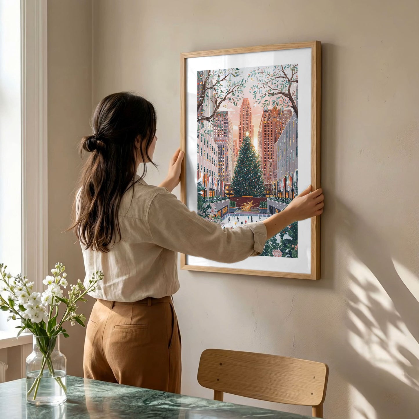 New York Christmas Poster — Rockefeller Center Holiday Wall Art