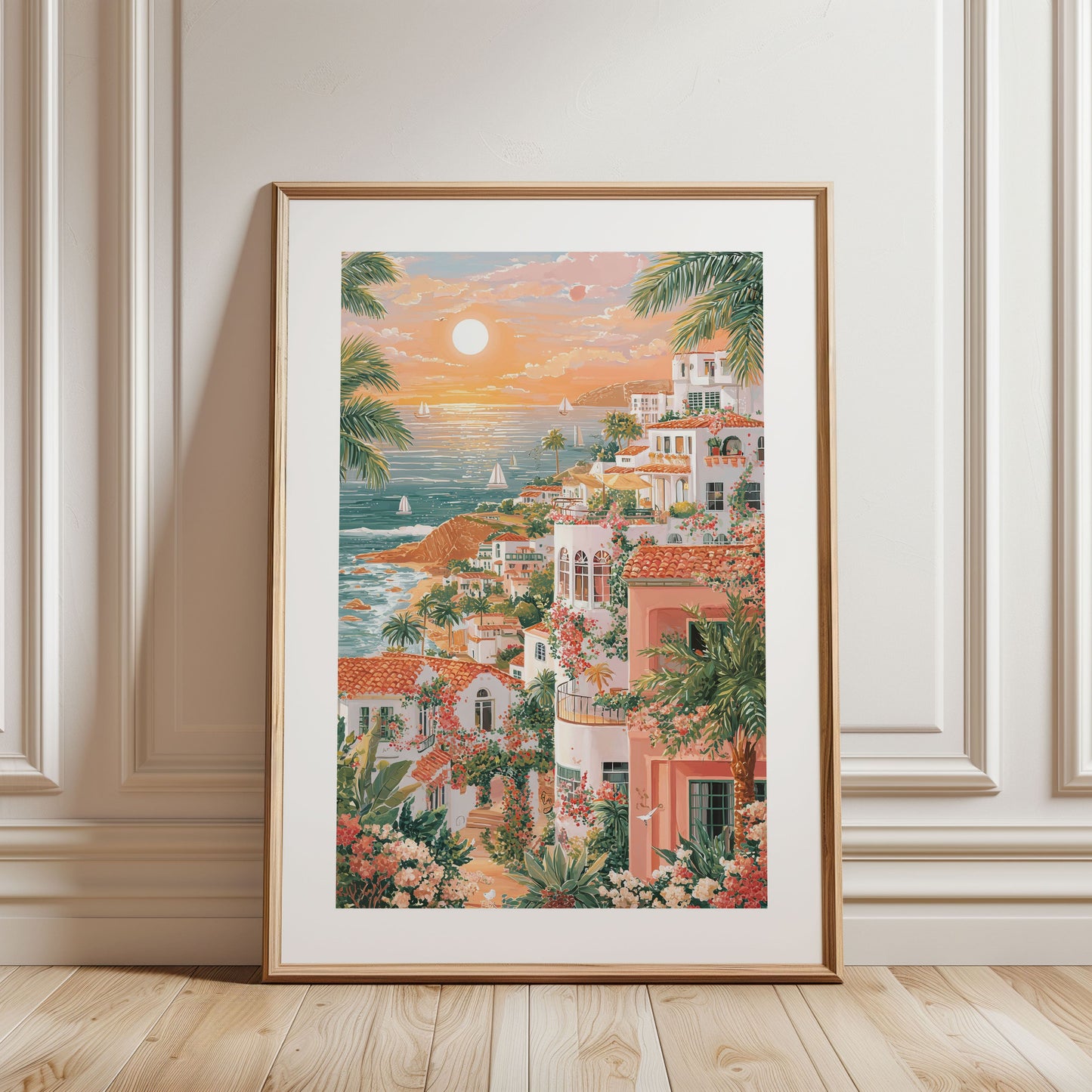 La Jolla California Coastal Cliffside Poster — Ocean Sunset Wall Art