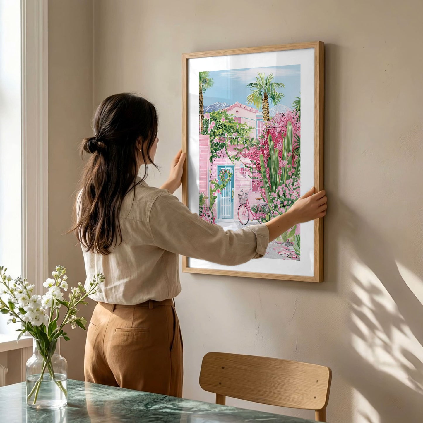 Palm Springs Mid-Century Poster — Retro California Cactus Garden Wall Art