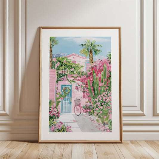 Palm Springs Mid-Century Poster — Retro California Cactus Garden Wall Art