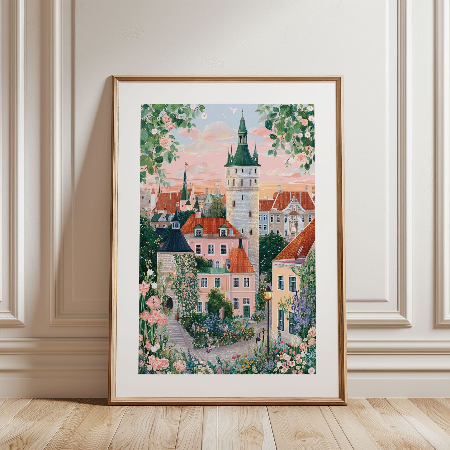 Tallinn Estonia Travel Poster — Old Town Architecture Wall Art