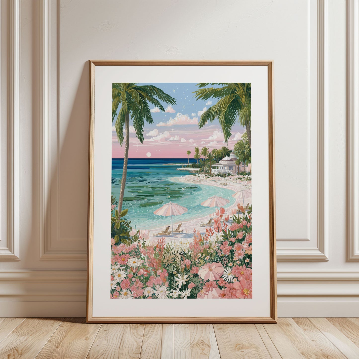 Turks and Caicos Grace Bay Beach Poster — Tropical Coastal Wall Art Travel Print