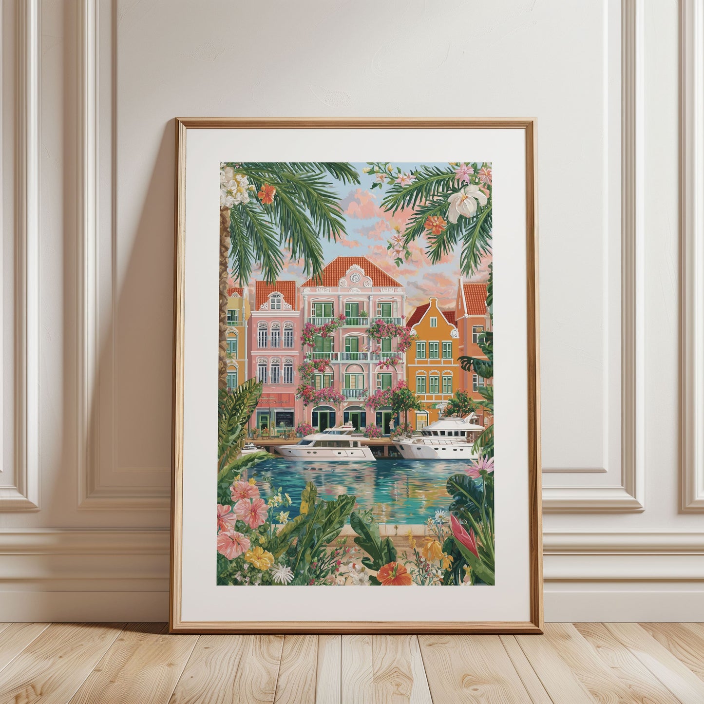 Curacao Travel Poster — Willemstad Tropical Coastal Wall Art