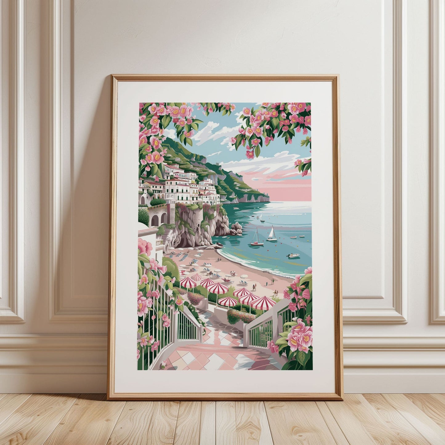 Amalfi Coast Beach Poster — Amalfi-Inspired Rolled Wall Art