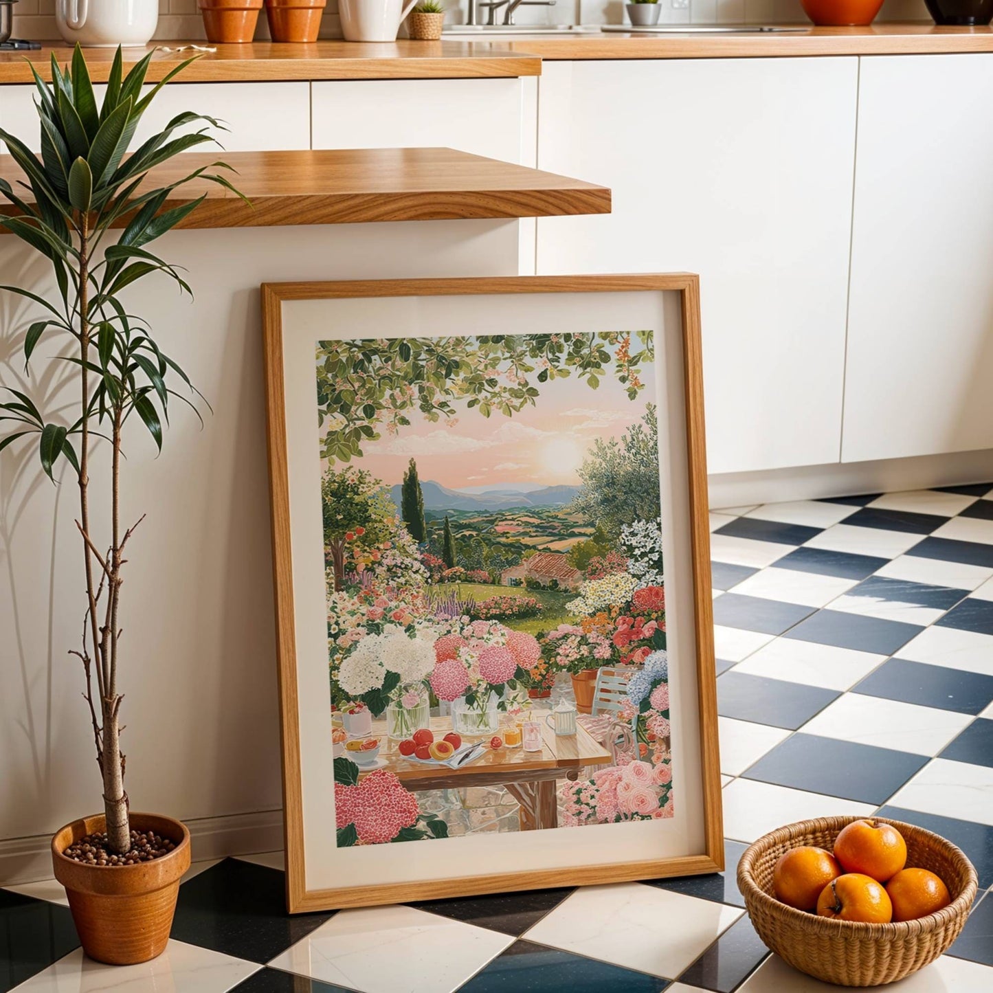 Provence Summer Garden Poster – Mediterranean Landscape Wall Art, Vintage Floral Travel Print