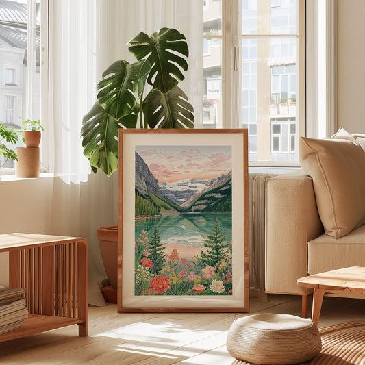 Lake Louise Banff Poster – Canadian Rockies Wall Art, Mountain Landscape Travel Print