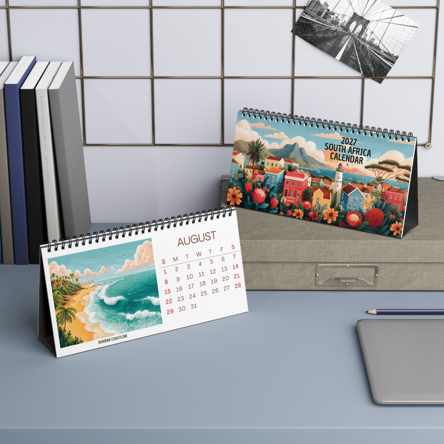 2027 South Africa Desktop Calendar — Scenic Monthly Planner