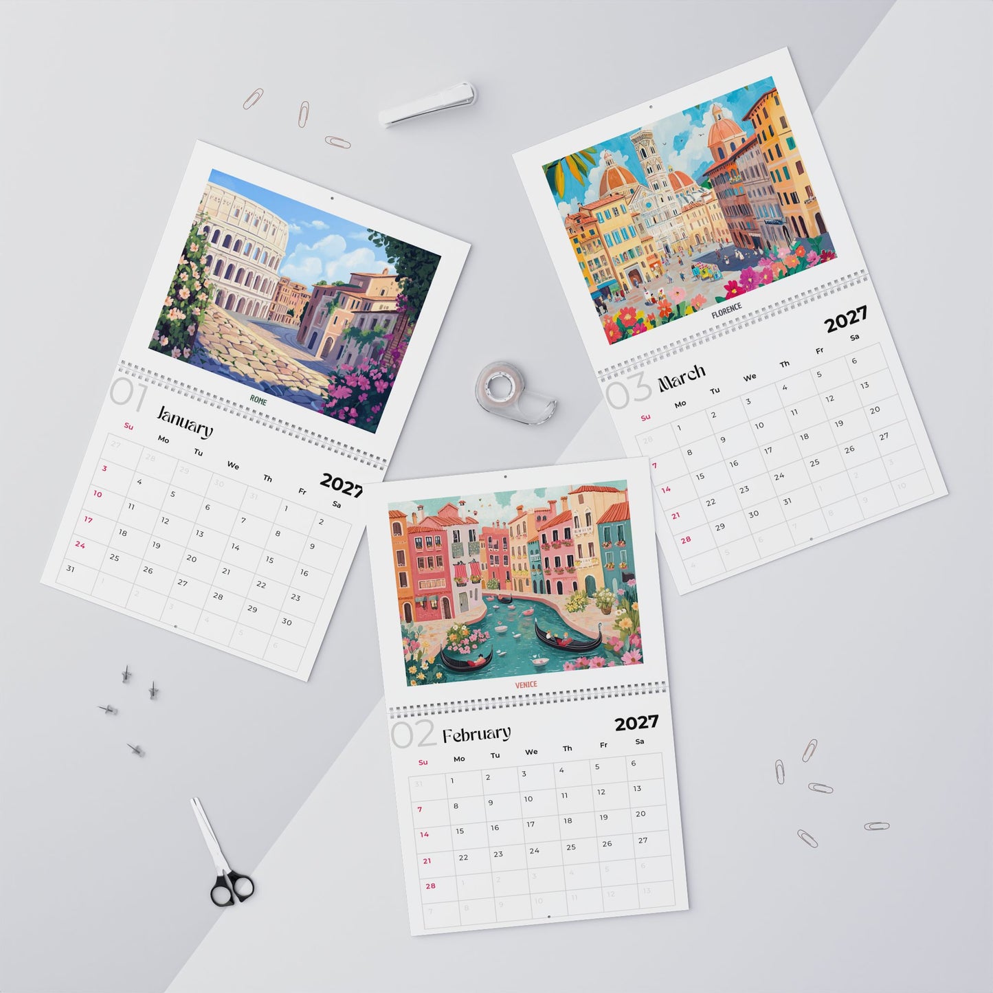 2026/2027 Italy Wall Calendar — Scenic Italy Monthly Calendar