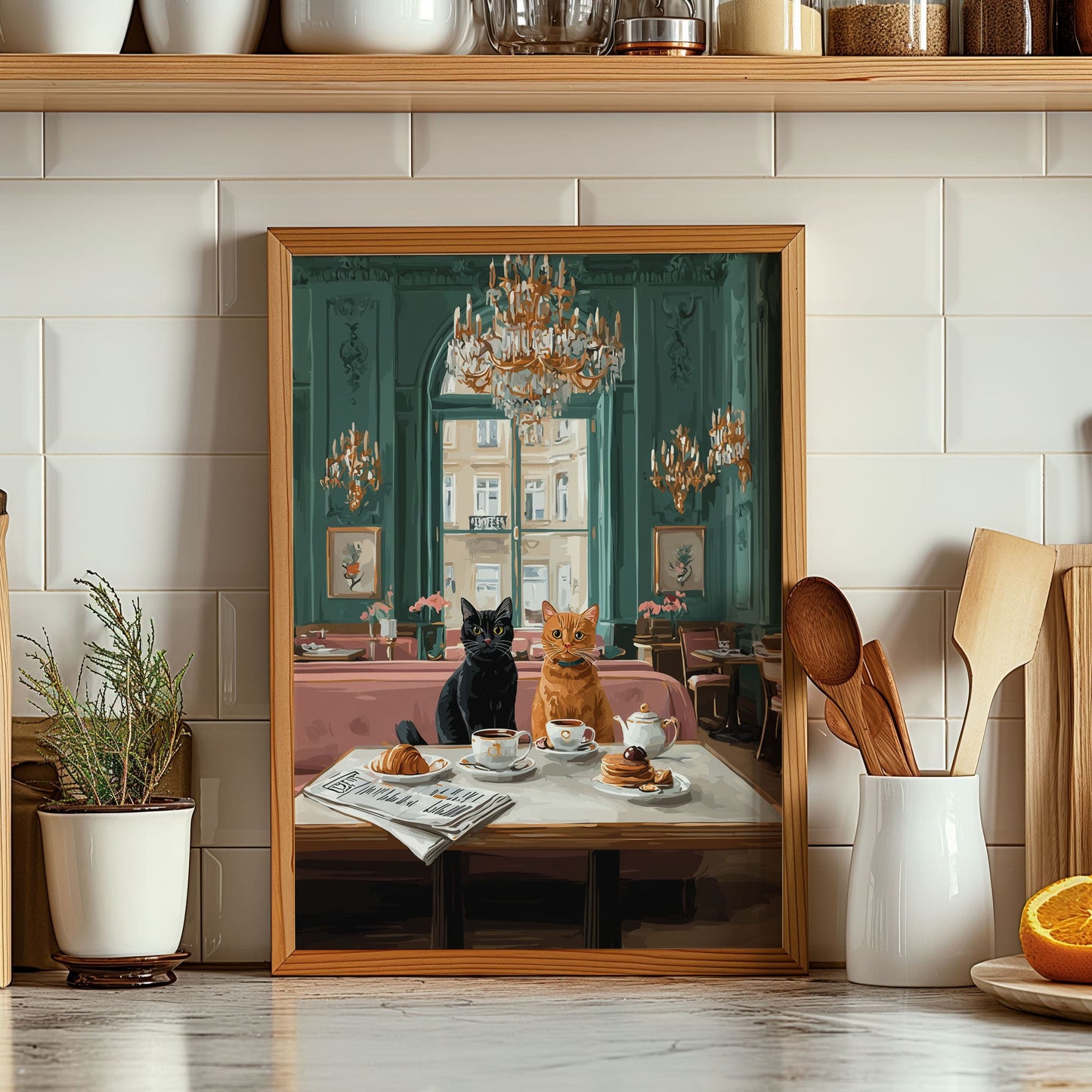 Vienna Cat Café Poster – Cute Cat Wall Art, Cozy Coffee Shop Animal Print