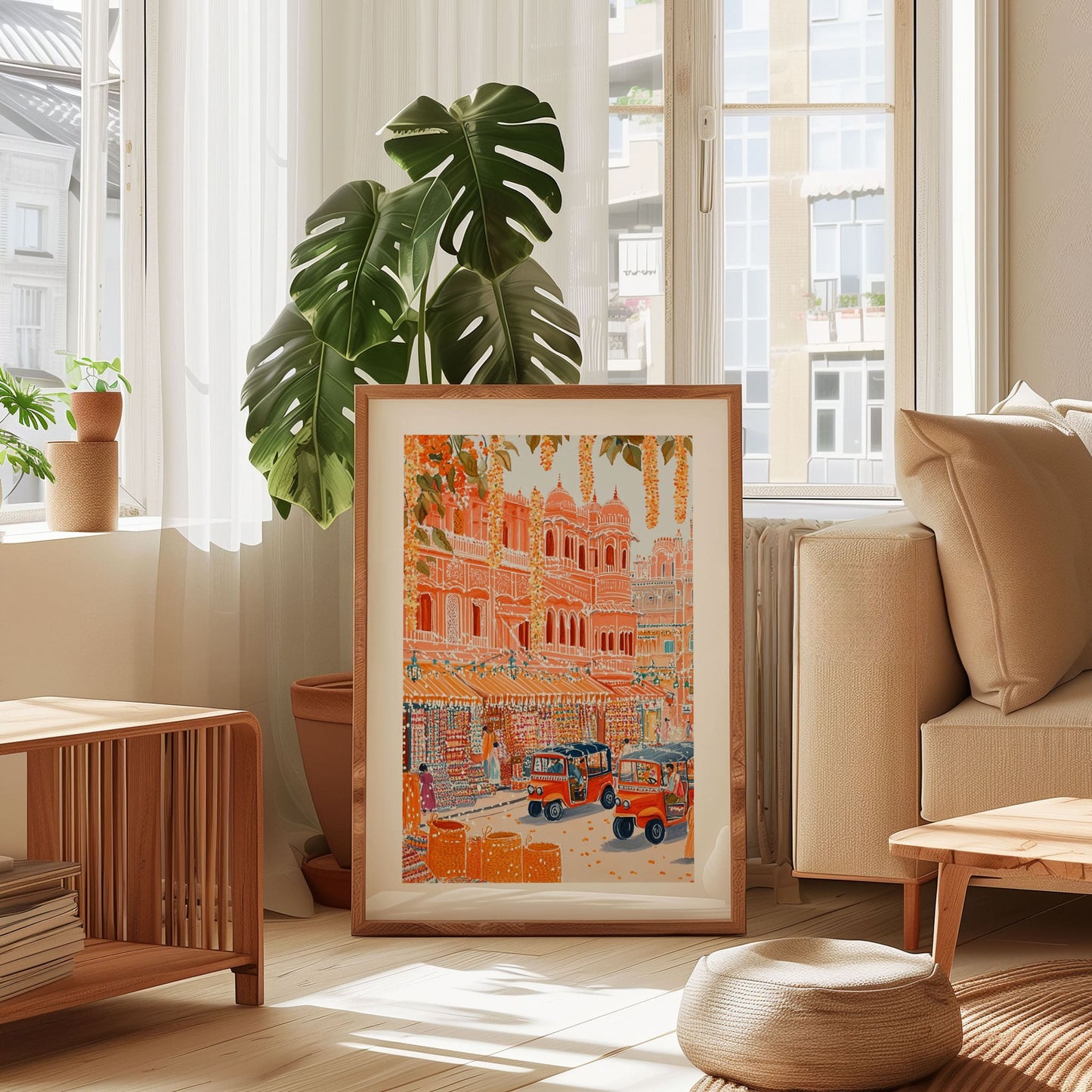 Jaipur India Wall Art – Pink City Street Poster, Indian Travel Print, Vibrant Cultural Decor