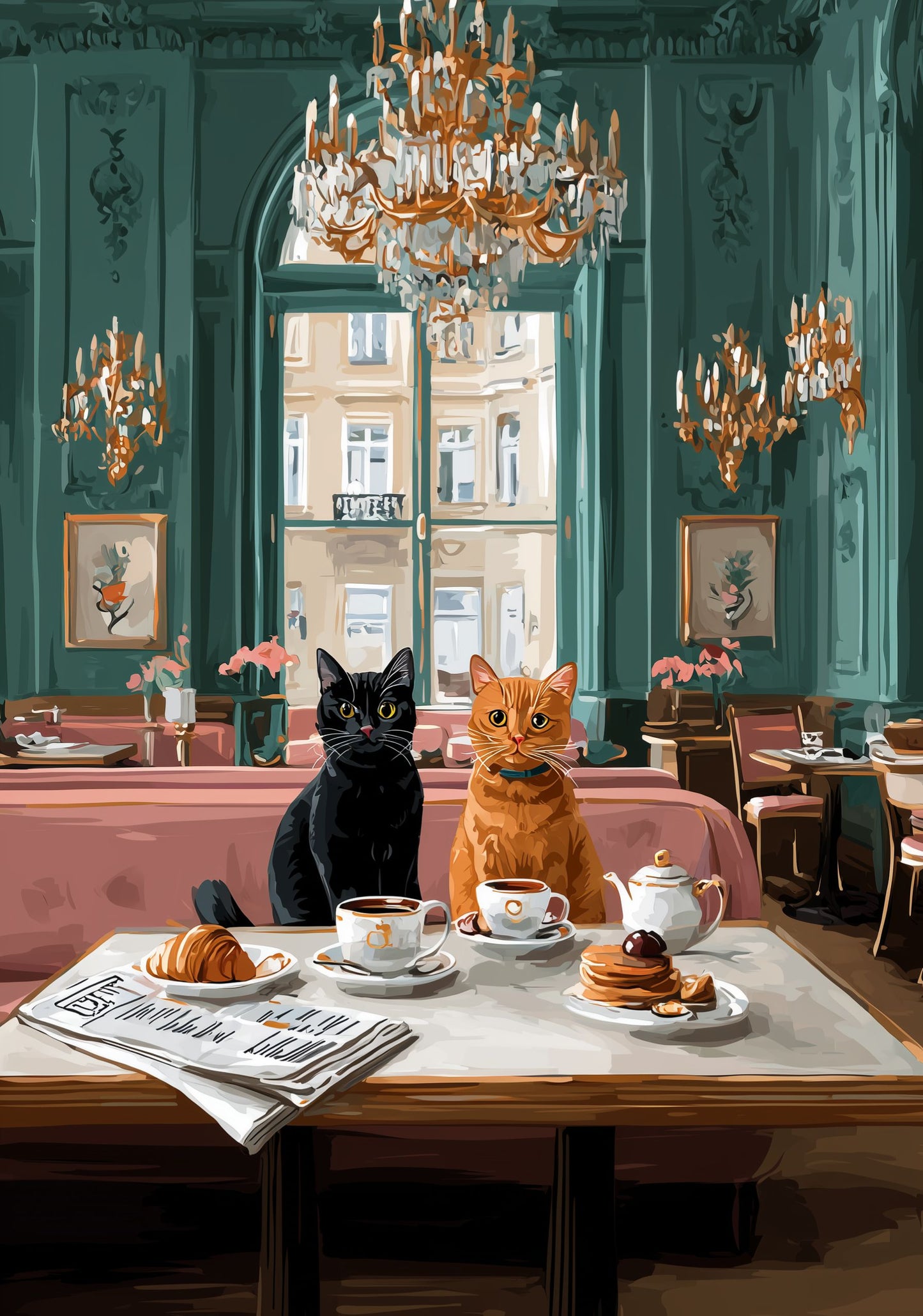 Vienna Cat Café Poster – Cute Cat Wall Art, Cozy Coffee Shop Animal Print