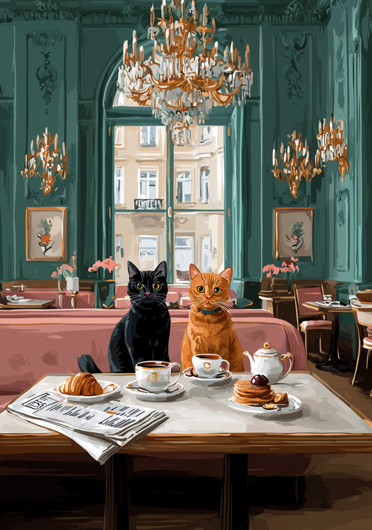 Vienna Cat Café Poster – Cute Cat Wall Art, Cozy Coffee Shop Animal Print