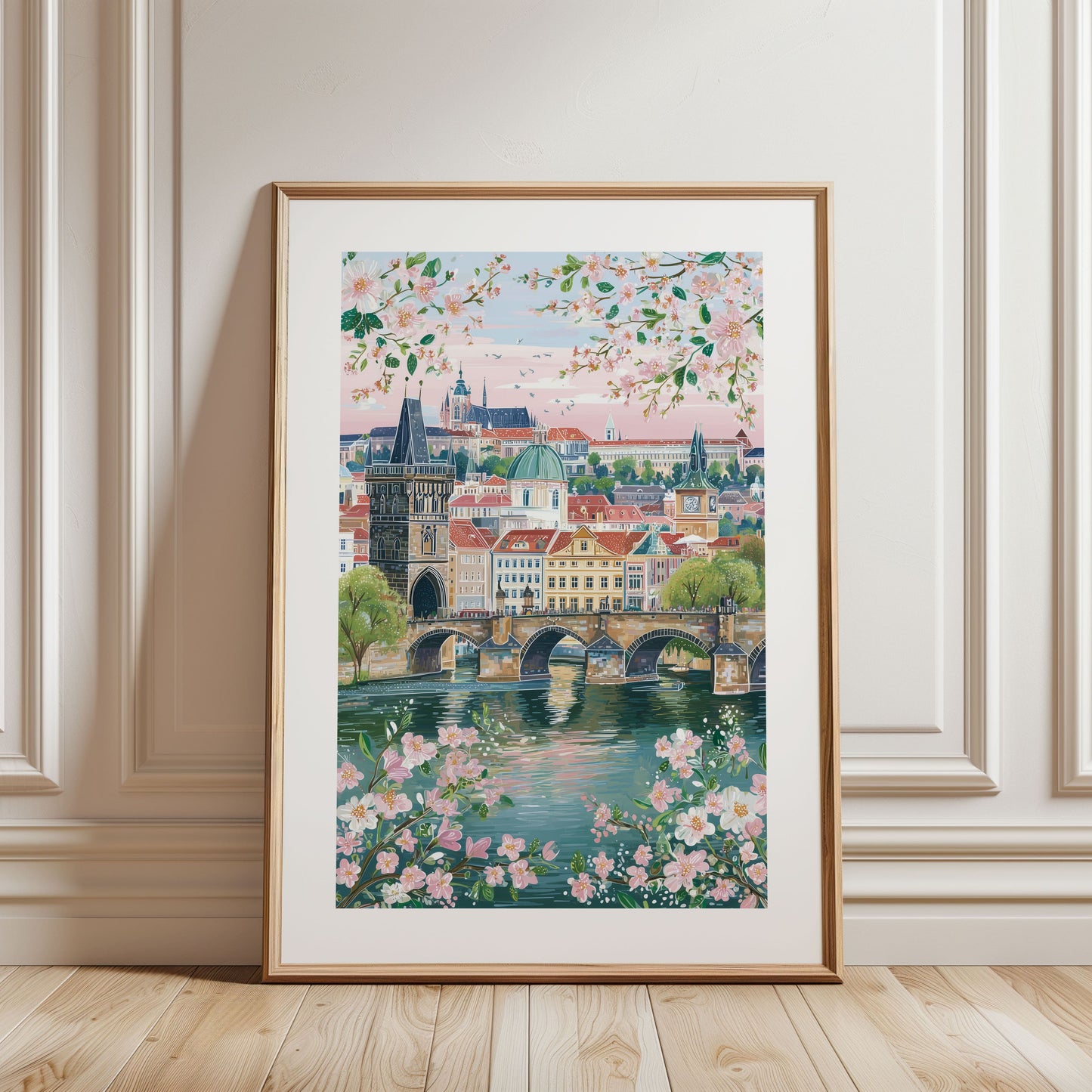 Prague Charles Bridge Poster — Romantic Czech Republic Cityscape Wall Art