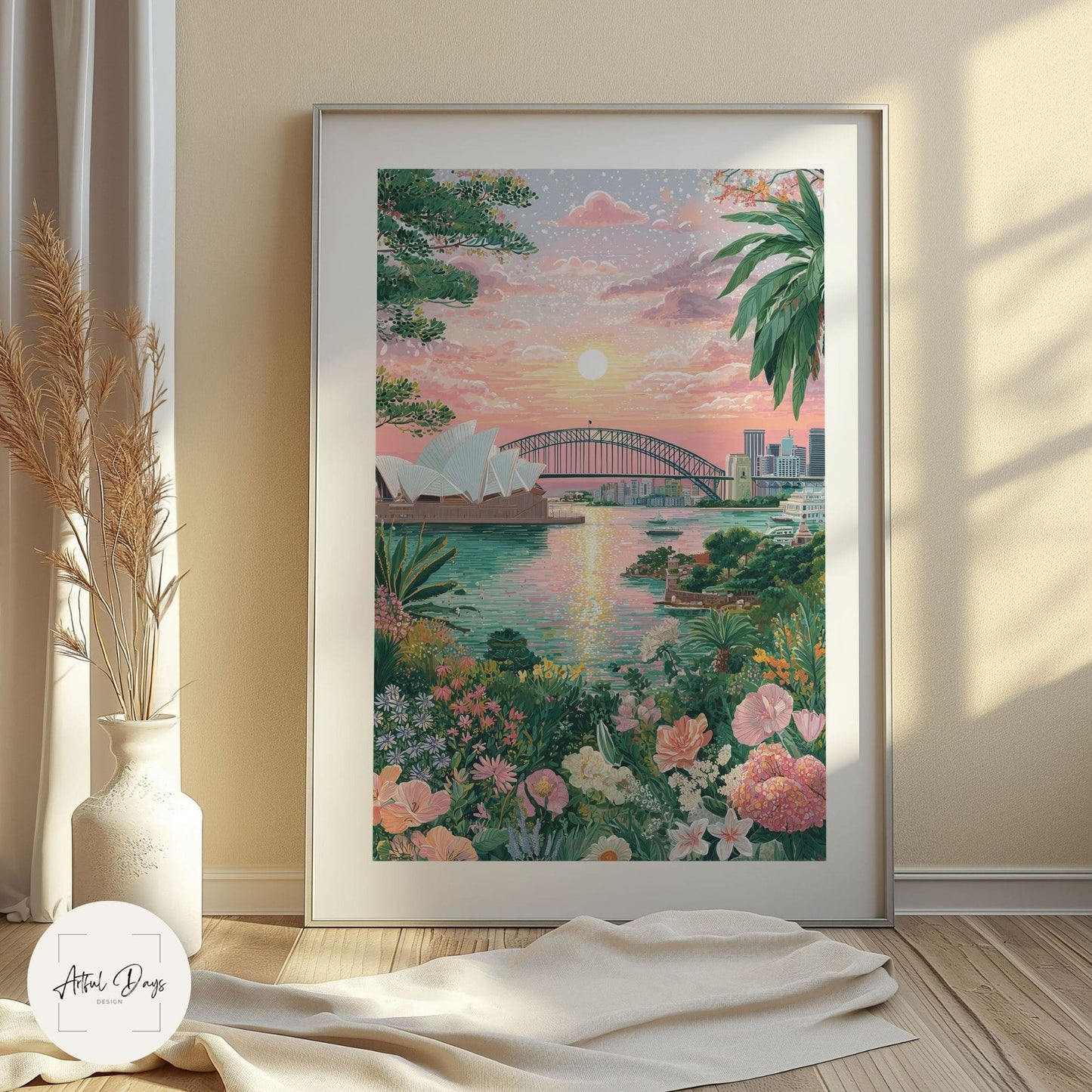 Sydney Opera House & Harbour Bridge Poster — Sydney Australia Travel Wall Art