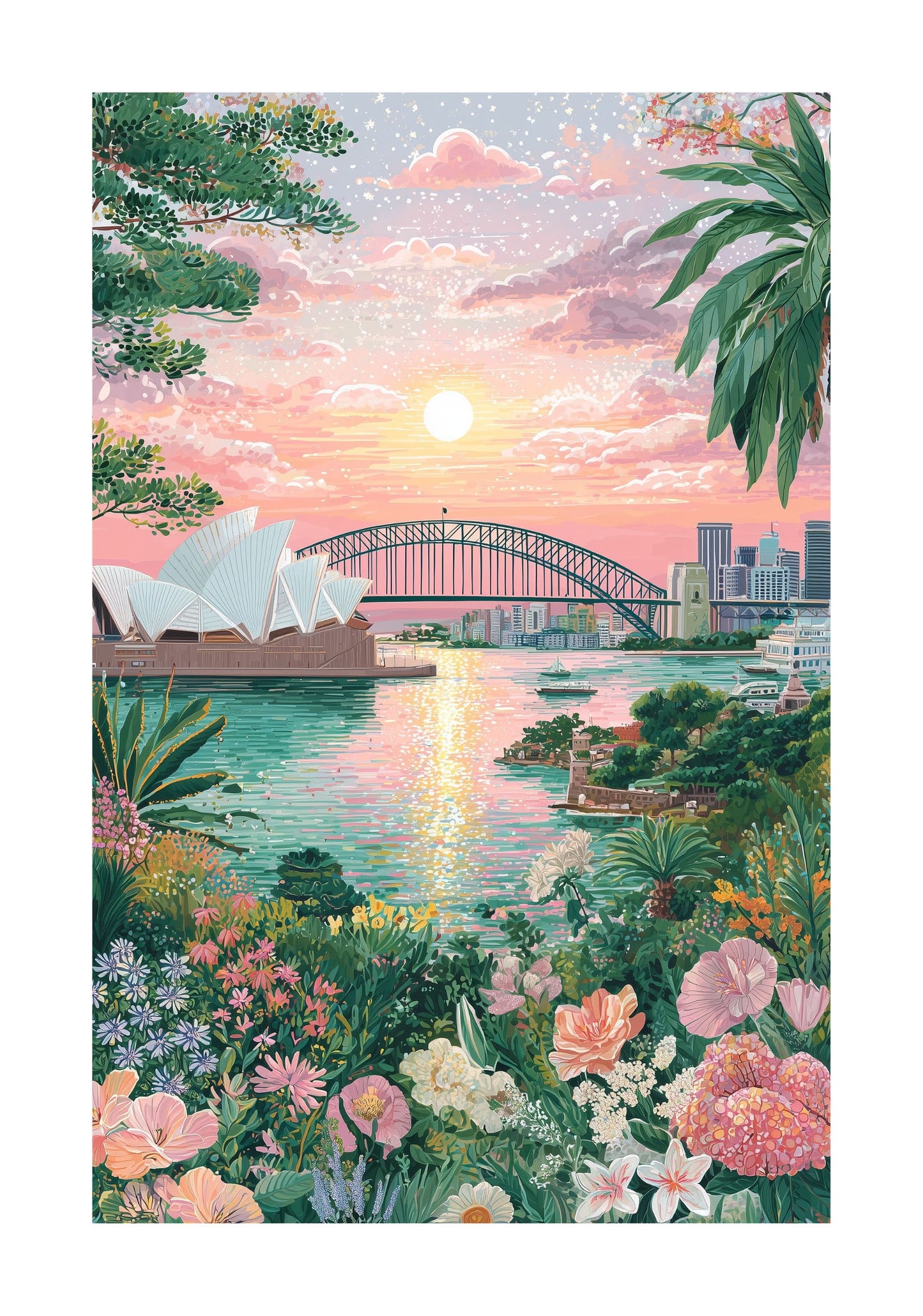 Sydney Opera House & Harbour Bridge Poster — Sydney Australia Travel Wall Art