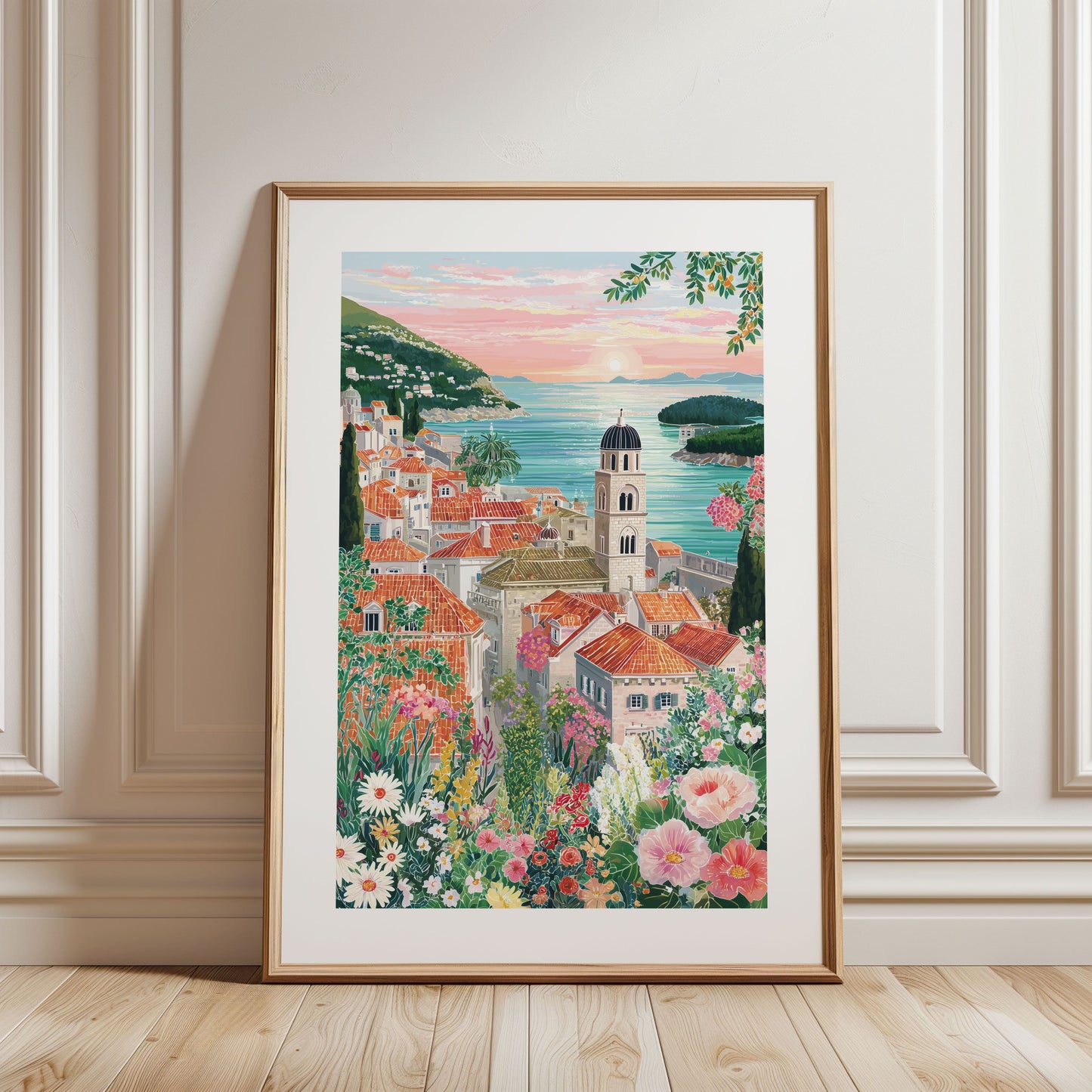 Dubrovnik Croatia Poster — Adriatic Coast Sunset Travel Wall Art