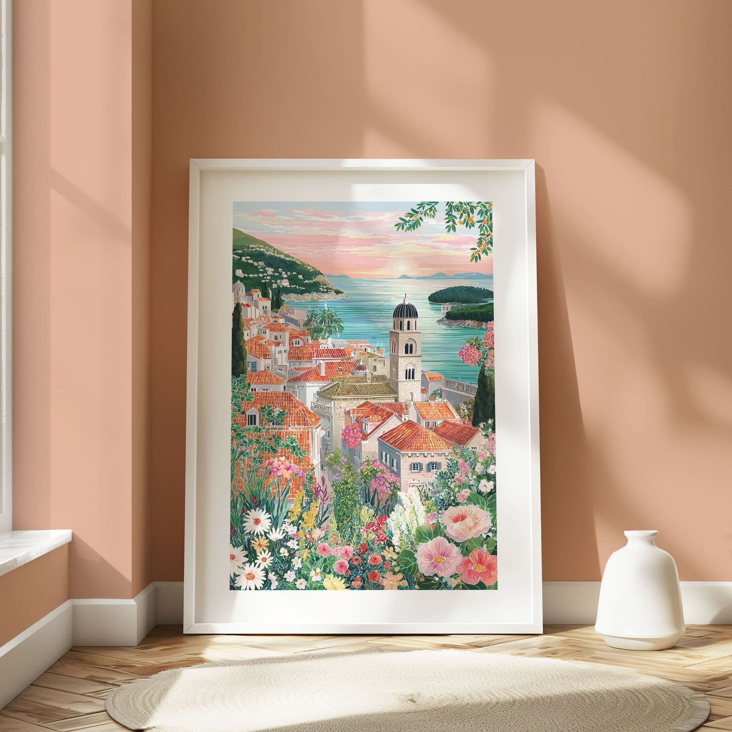 Dubrovnik Croatia Poster — Adriatic Coast Sunset Travel Wall Art