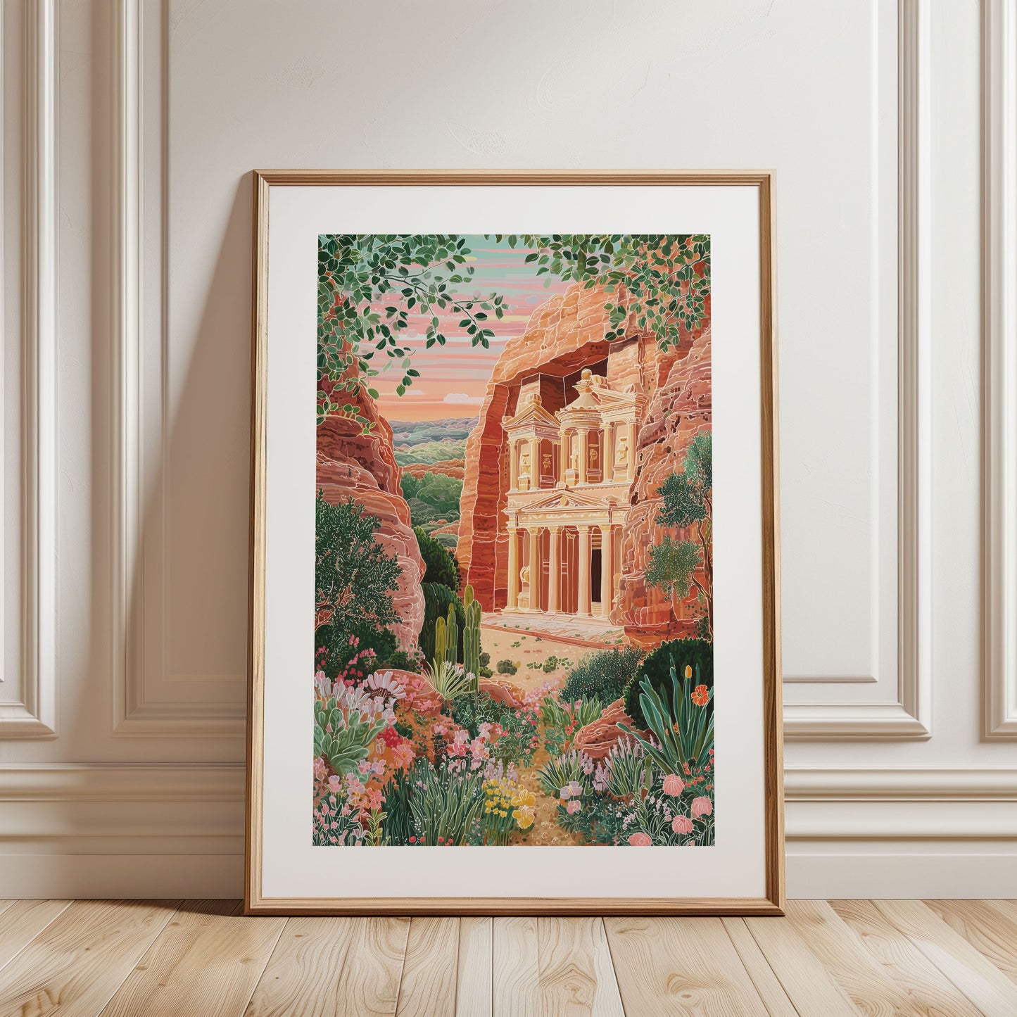 Petra, Jordan Poster — Treasury of Petra Desert Landscape Travel Wall Art