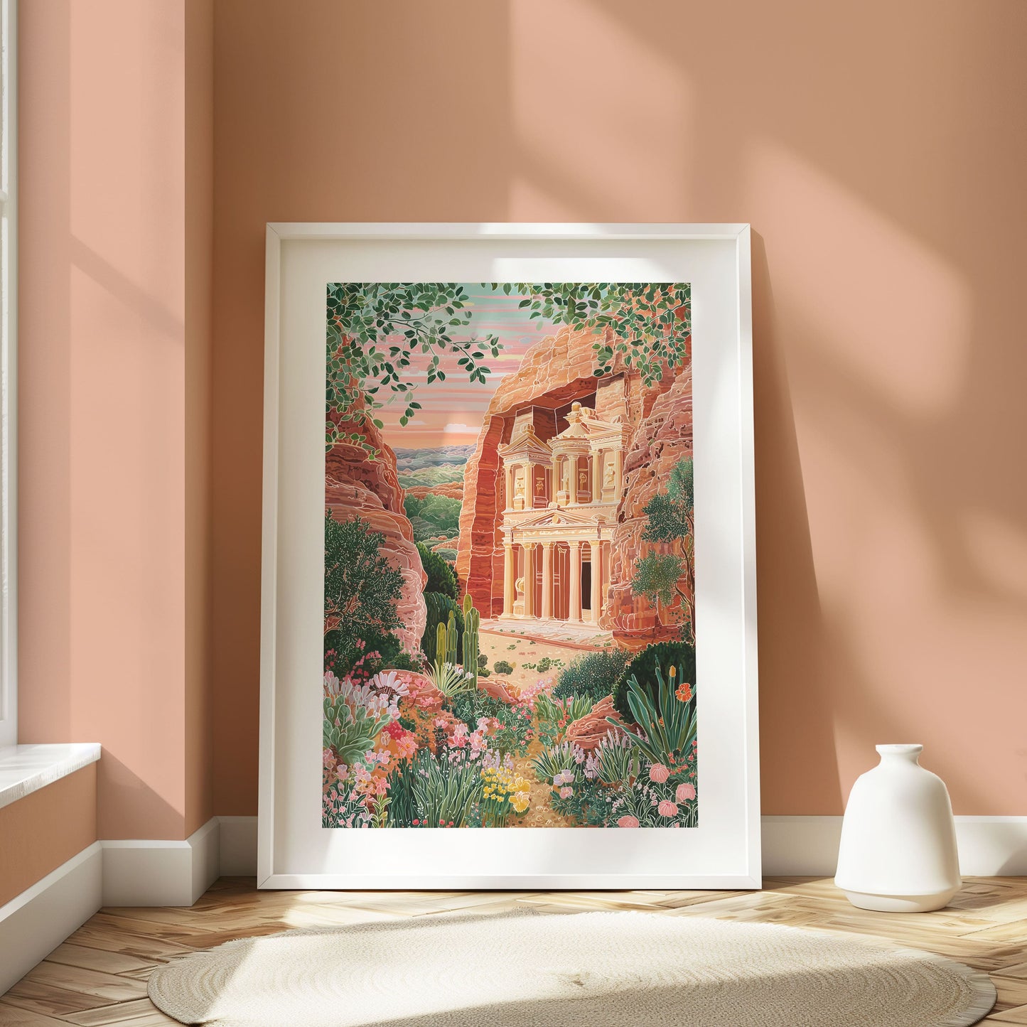 Petra, Jordan Poster — Treasury of Petra Desert Landscape Travel Wall Art