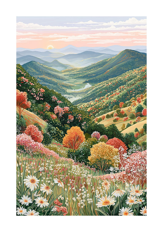 Shenandoah National Park Poster — Blue Ridge Mountains Autumn Landscape Wall Art