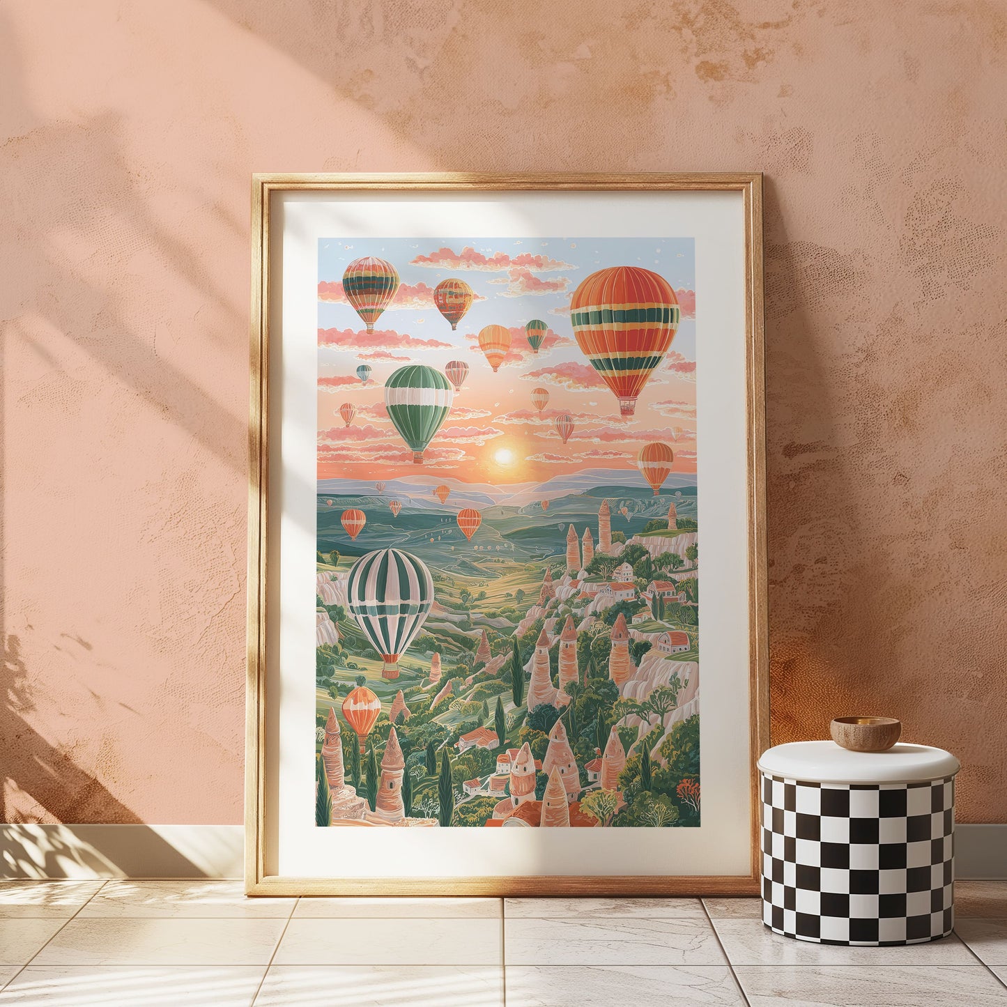 Cappadocia Hot Air Balloon Poster — Sunrise Turkey Landscape Wall Art