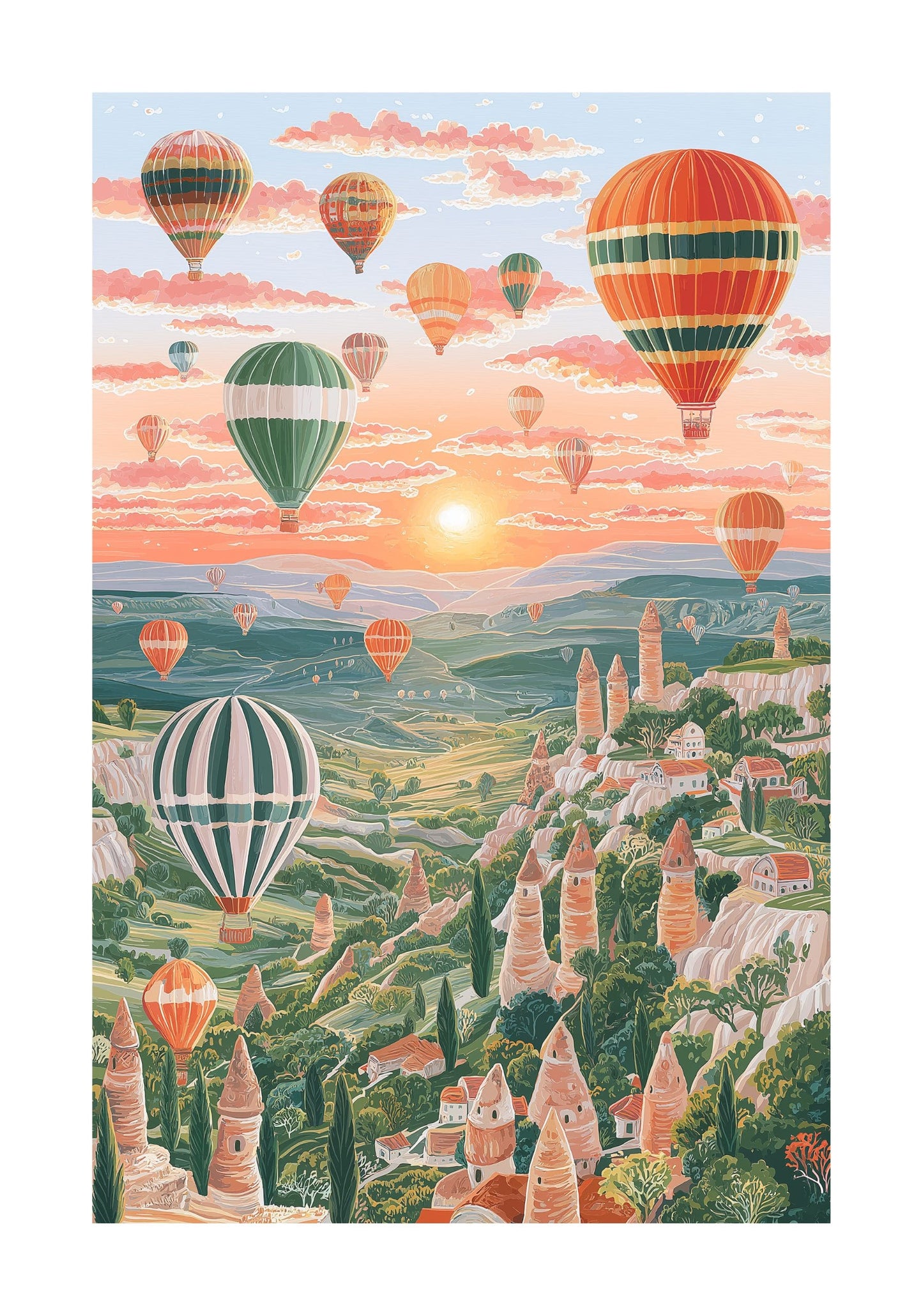 Cappadocia Hot Air Balloon Poster — Sunrise Turkey Landscape Wall Art