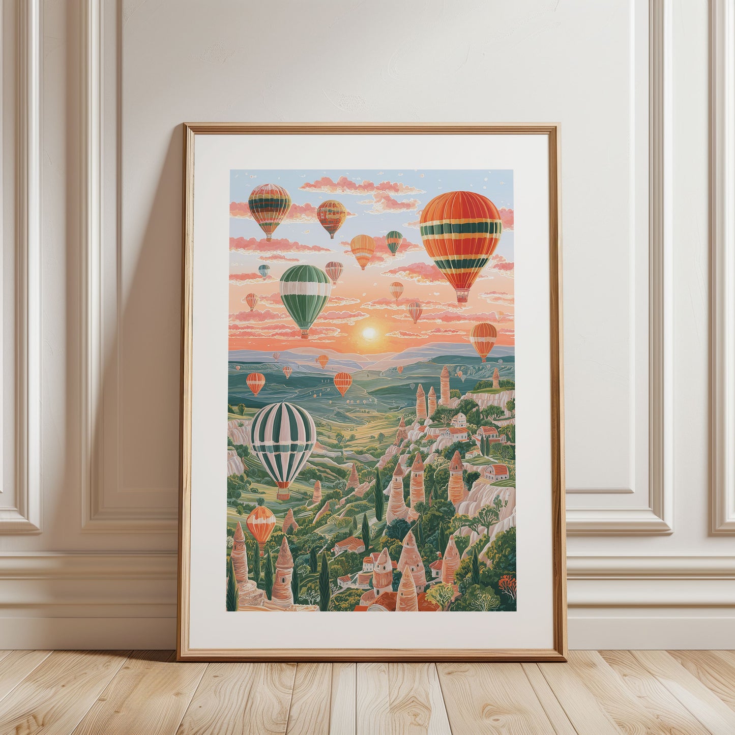Cappadocia Hot Air Balloon Poster — Sunrise Turkey Landscape Wall Art