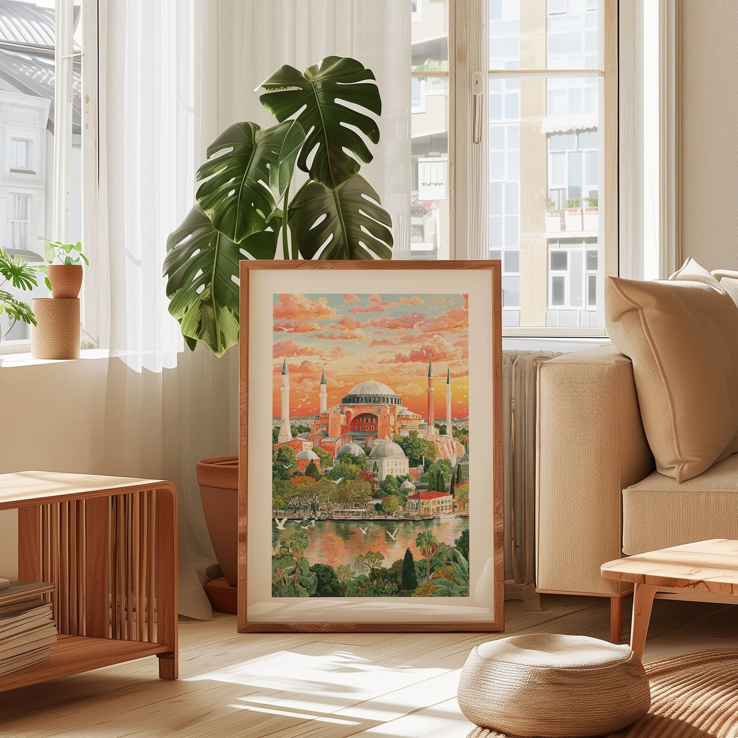 Istanbul Hagia Sophia Poster — Colorful Bosphorus Sunset Cityscape Travel Print