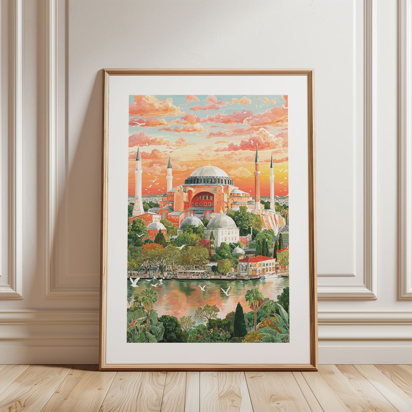 Istanbul Hagia Sophia Poster — Colorful Bosphorus Sunset Cityscape Travel Print