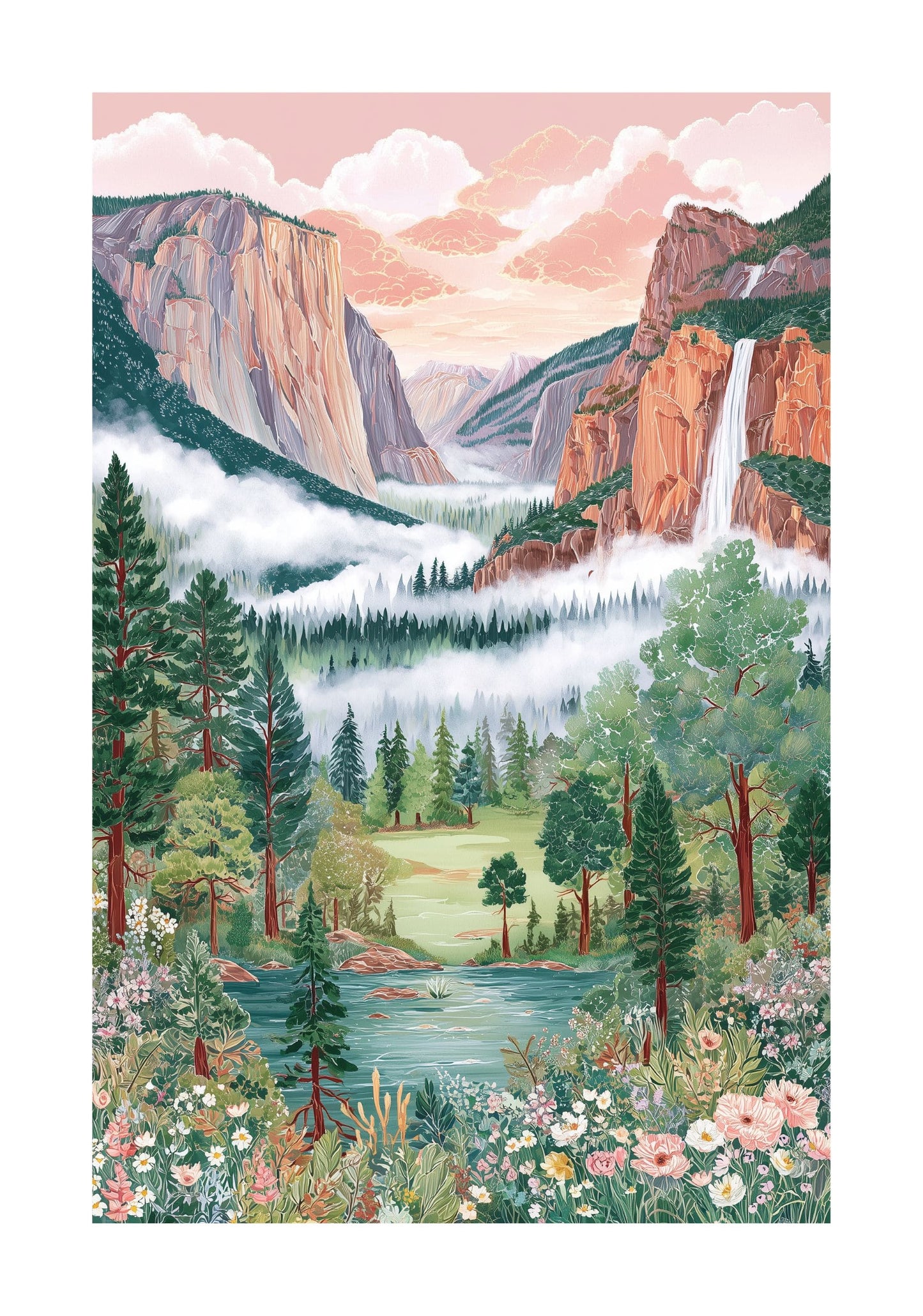 Yosemite National Park Poster — Vintage Mountain Landscape Print