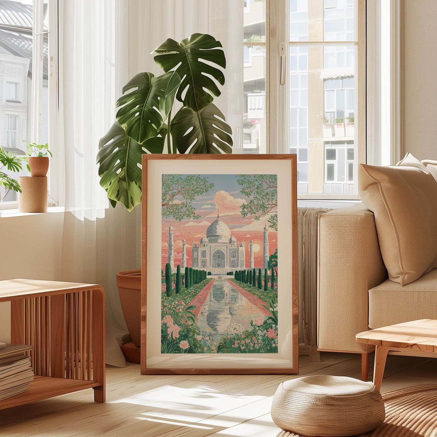 Taj Mahal Poster — Romantic Sunset India Travel Wall Art