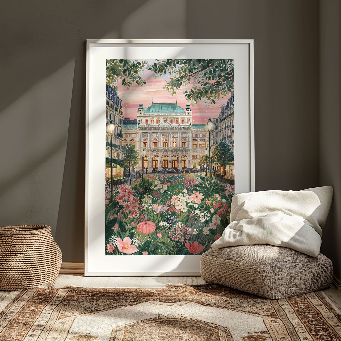 Vienna Austria Poster — Vienna State Opera Floral Travel Art Print