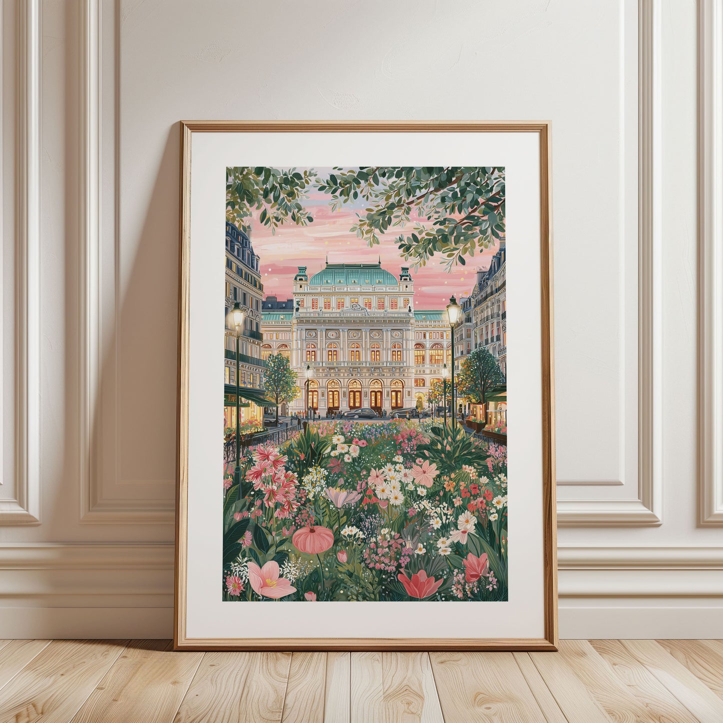 Vienna Austria Poster — Vienna State Opera Floral Travel Art Print