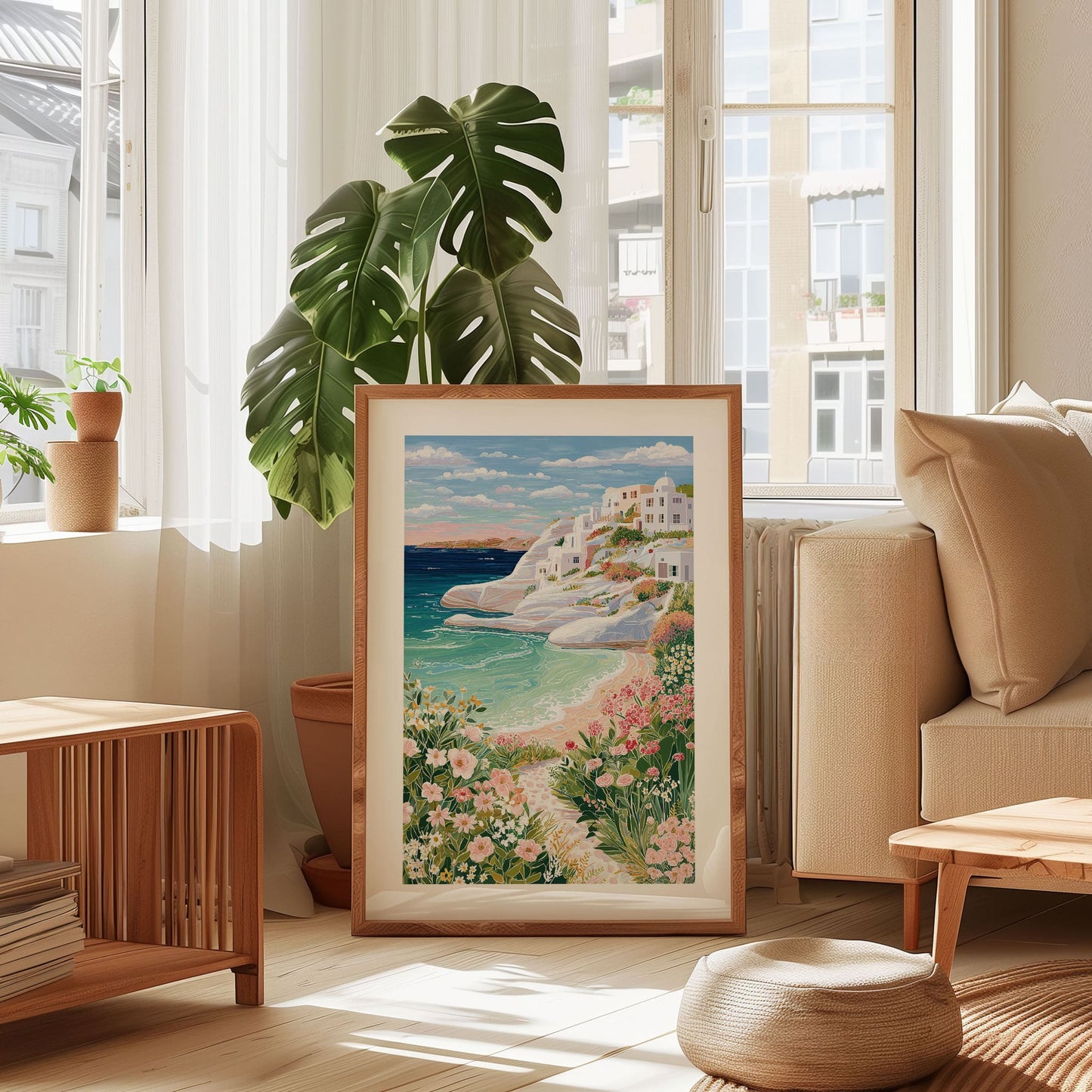 Milos Greece Travel Poster — Sarakiniko Beach Coastal Wall Art