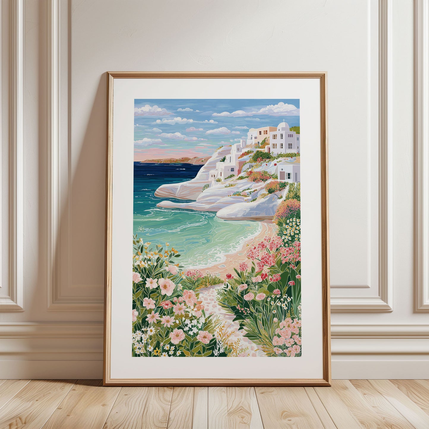 Milos Greece Travel Poster — Sarakiniko Beach Coastal Wall Art