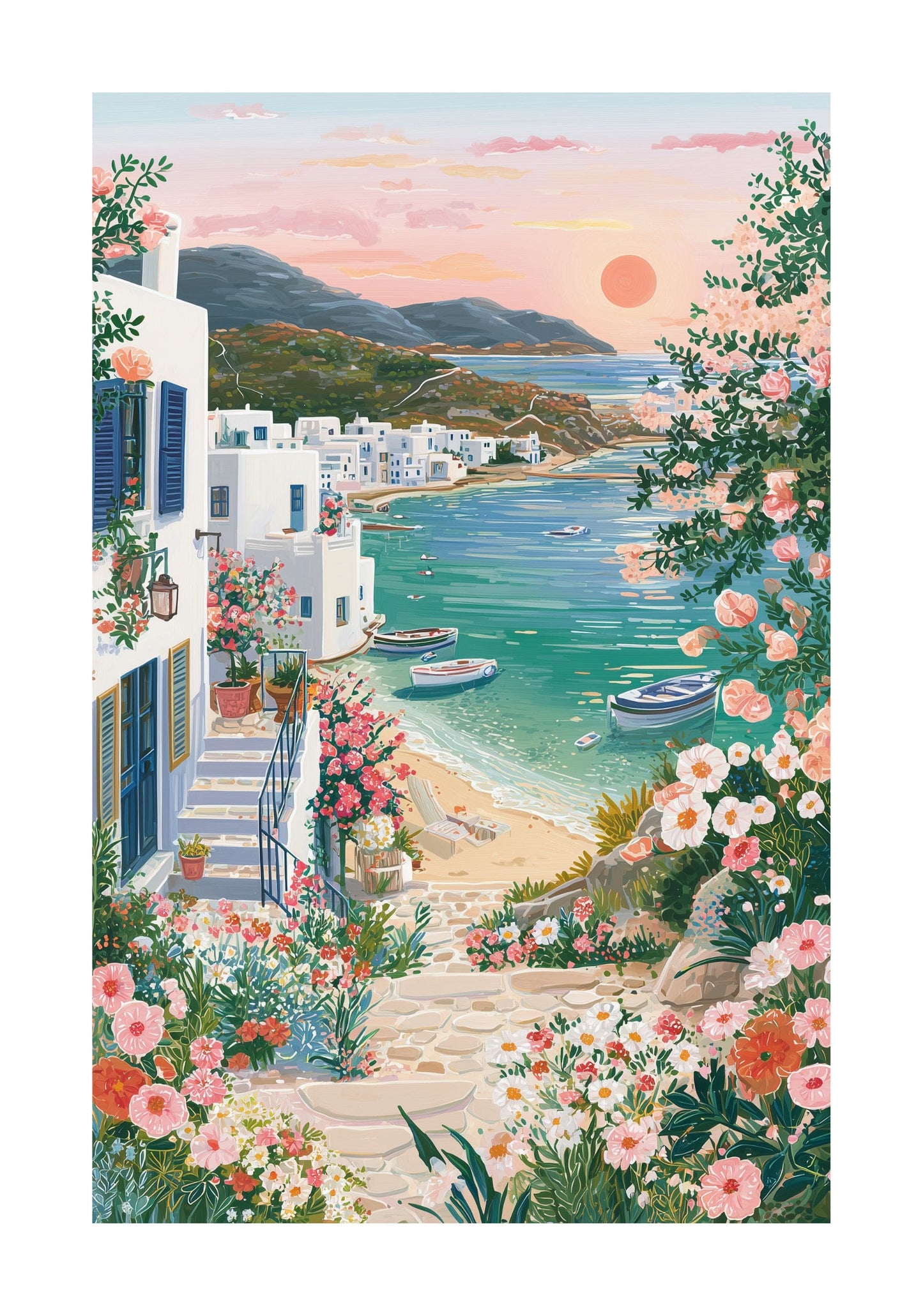 Paros Greece Poster — Mediterranean Coastal Wall Art