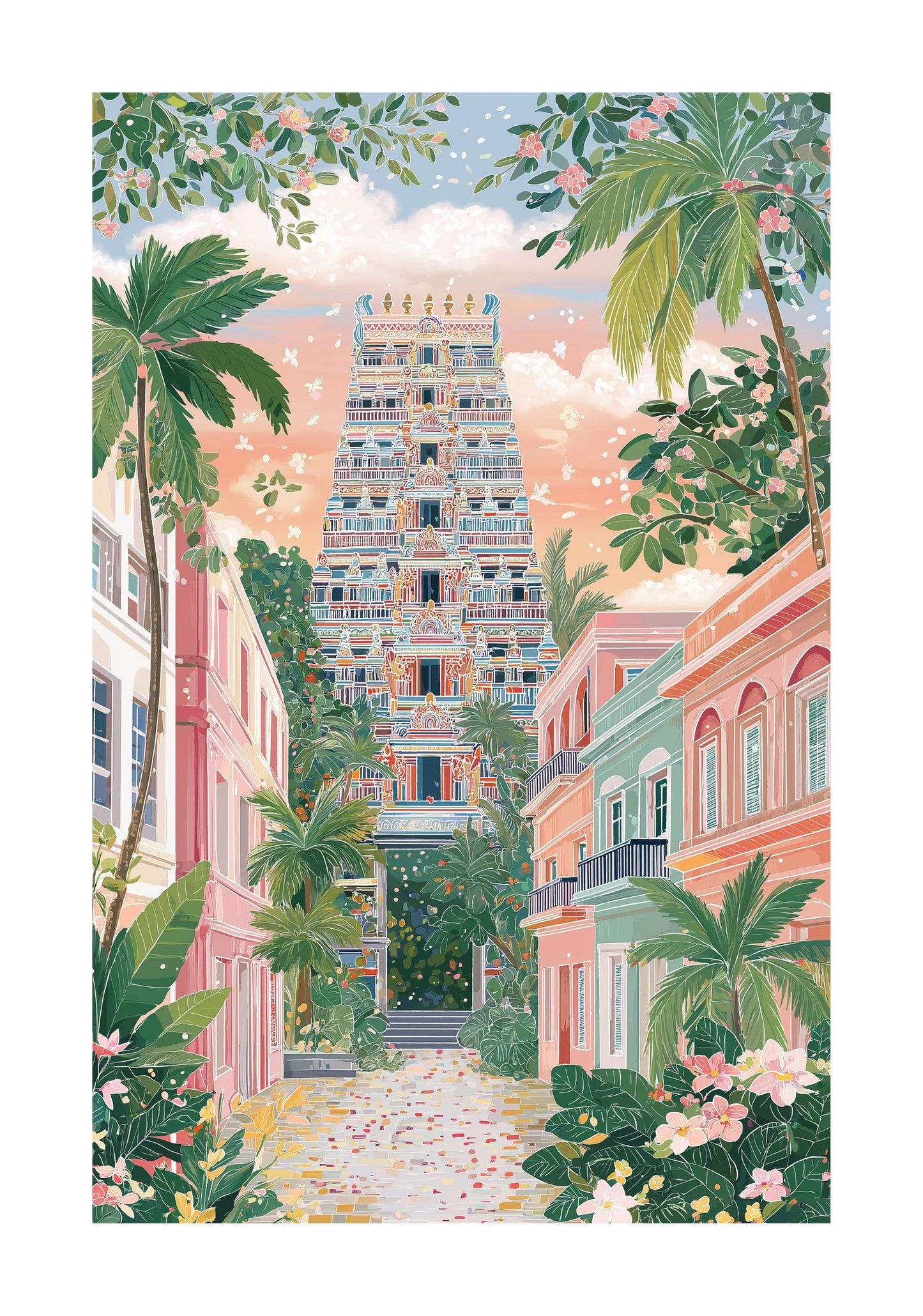 Chennai Kapaleeshwarar Temple Poster — Colorful Tamil Nadu Travel Wall Art