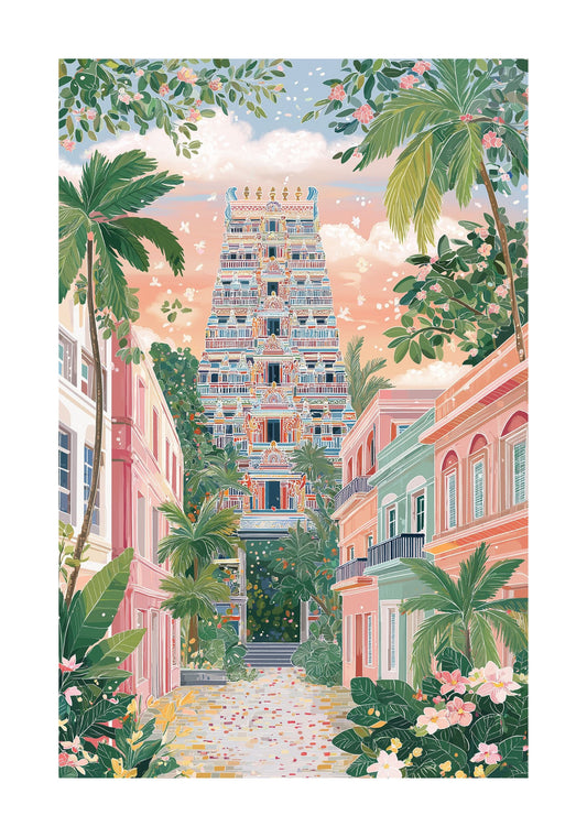 Chennai Kapaleeshwarar Temple Poster — Colorful Tamil Nadu Travel Wall Art