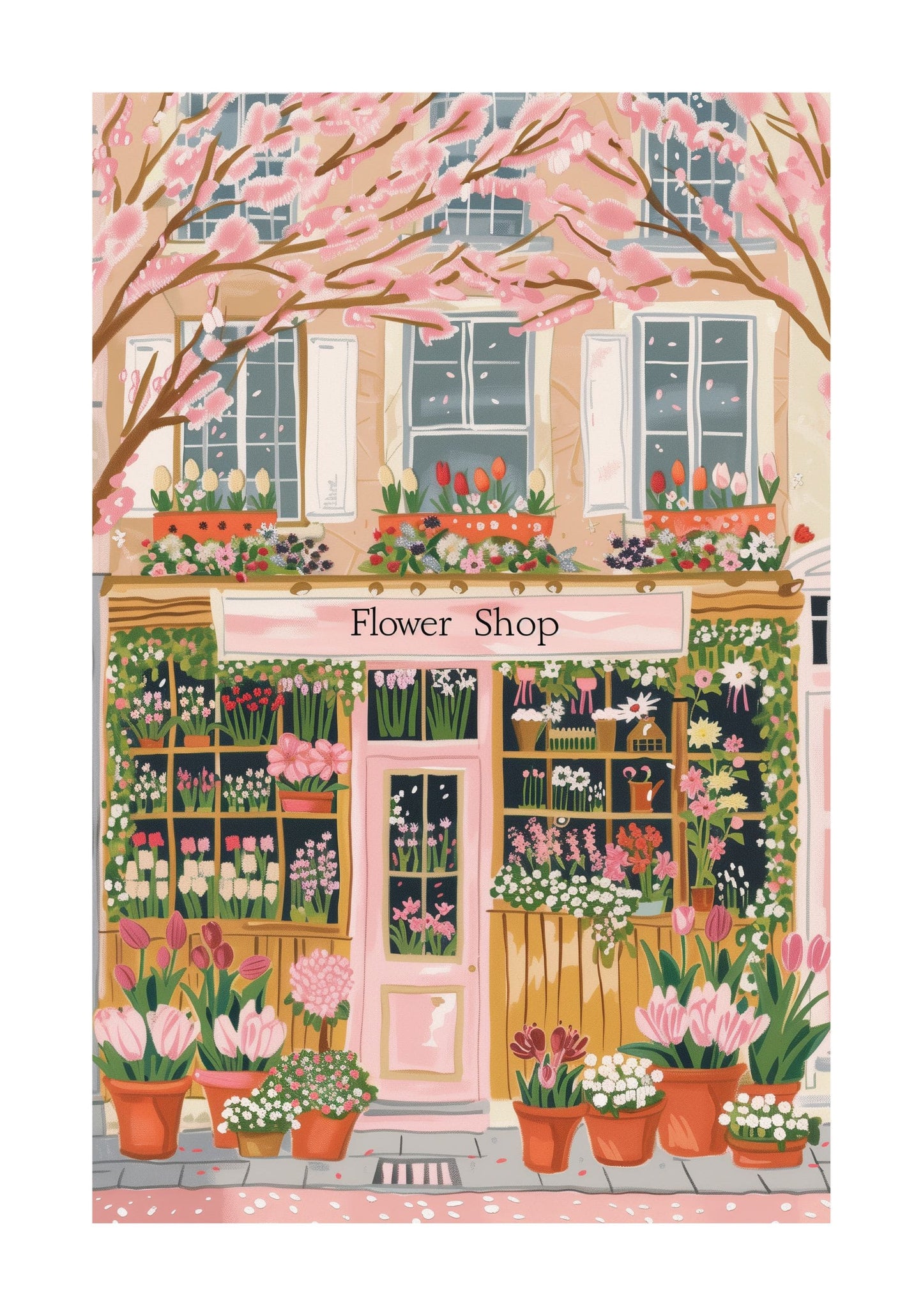 Flower Shop Poster — Spring Floral Storefront Wall Art (Romantic Cozy Home Decor)