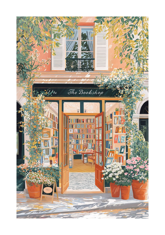 Cozy Bookshop Poster — Summer Cottagecore Bookstore Wall Art ("Summer Book Shop")
