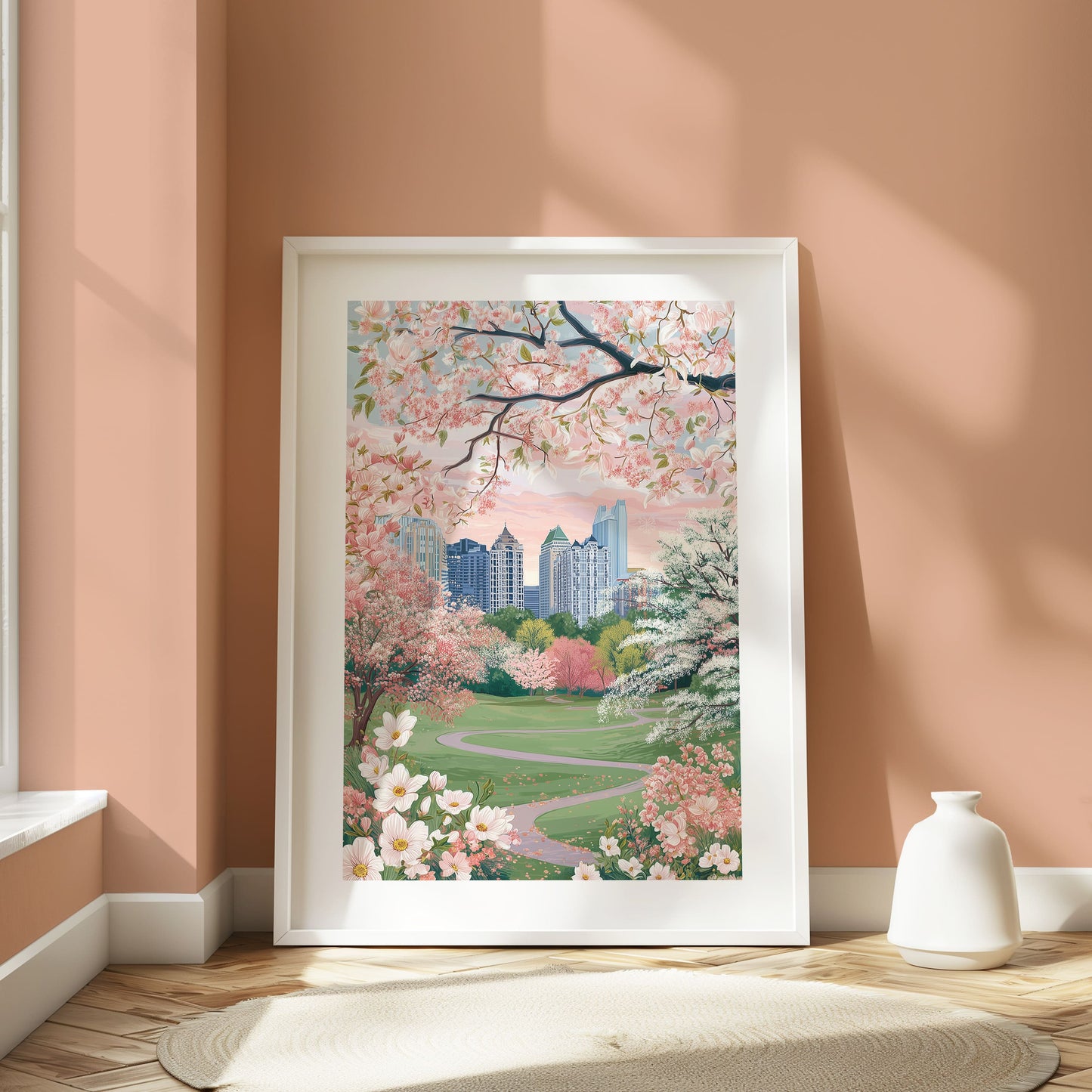 Atlanta Spring Floral Skyline Poster — Spring Blossom City Wall Art