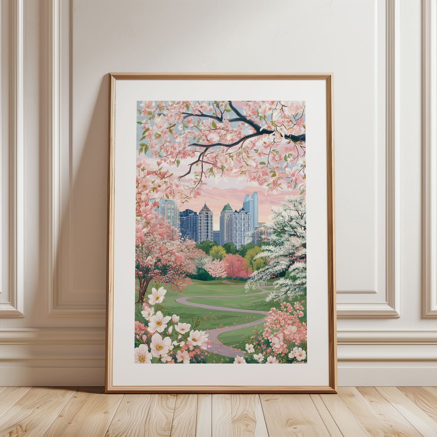 Atlanta Spring Floral Skyline Poster — Spring Blossom City Wall Art