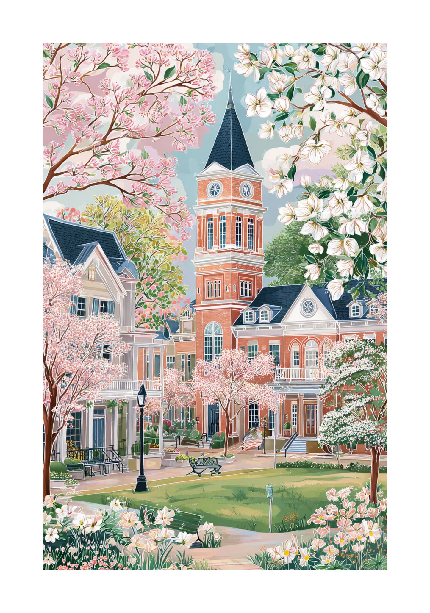 Suwanee Georgia Town Center Poster — Spring Peach State Wall Art