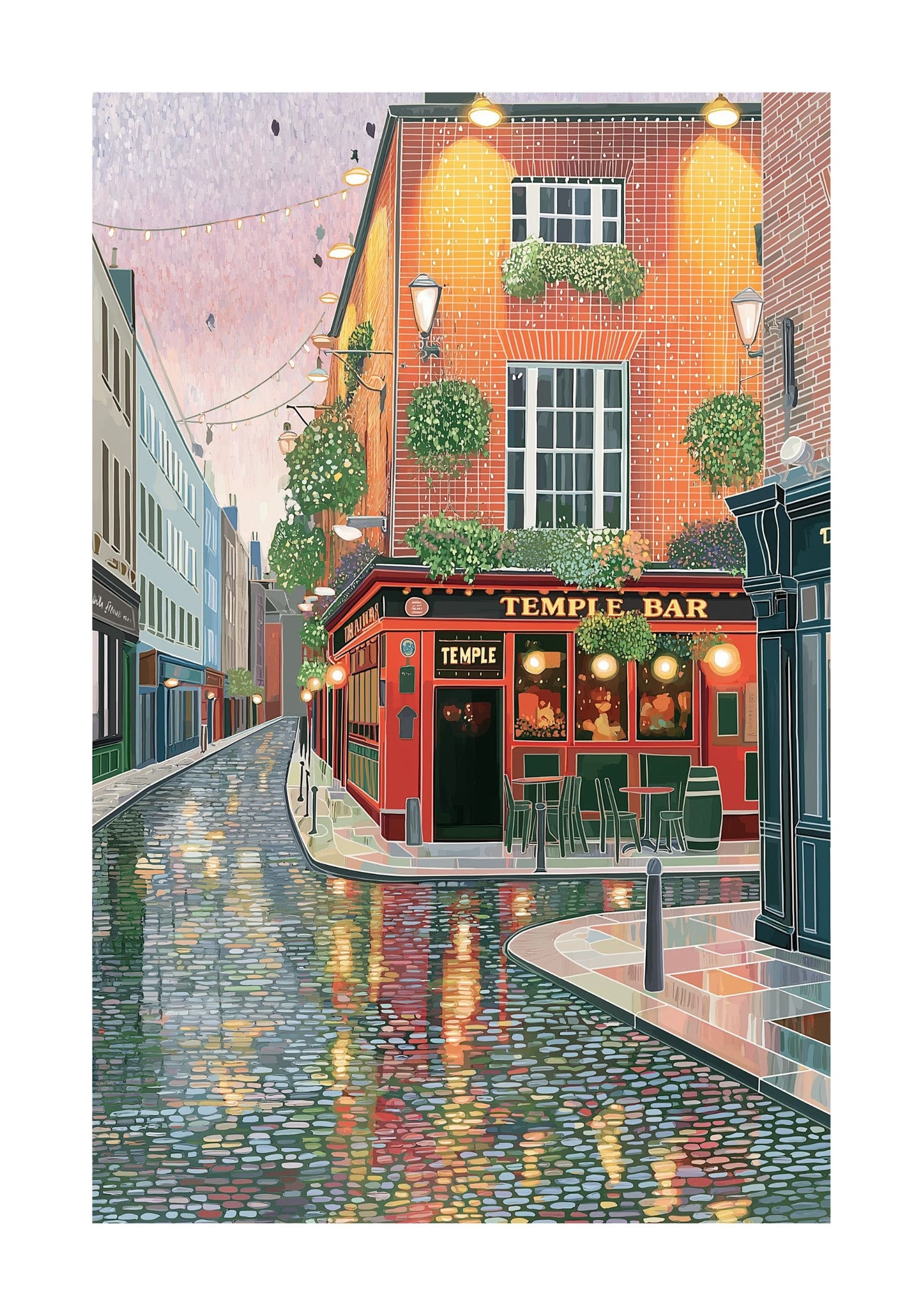 Temple Bar Dublin Poster — Iconic Irish Pub Street Art Travel Wall Art